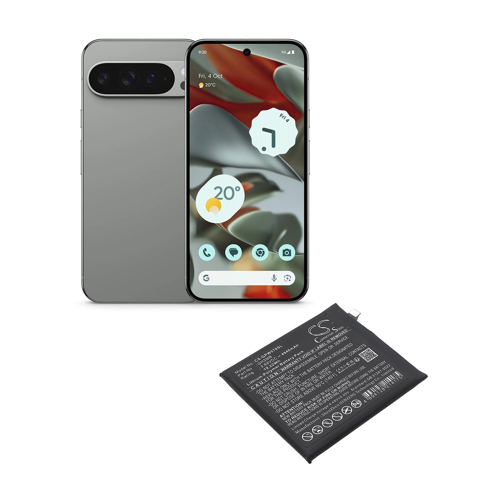 3.89V, Li-Polymer, 4940mAh, Battery fits Google GQ57S, GZC4K, 19.22Wh Mobile, SmartPhone Cameron Sino Technology Limited