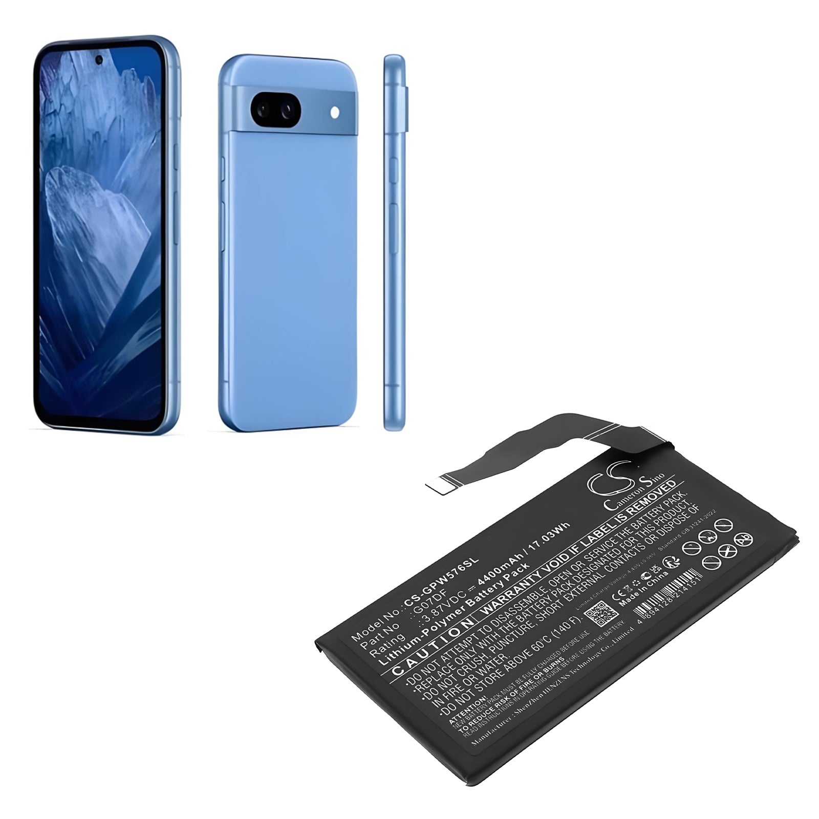 3.87V, Li-Polymer, 4400mAh, Battery fits Google G576D, G6GPR, 17.03Wh Mobile, SmartPhone Cameron Sino Technology Limited