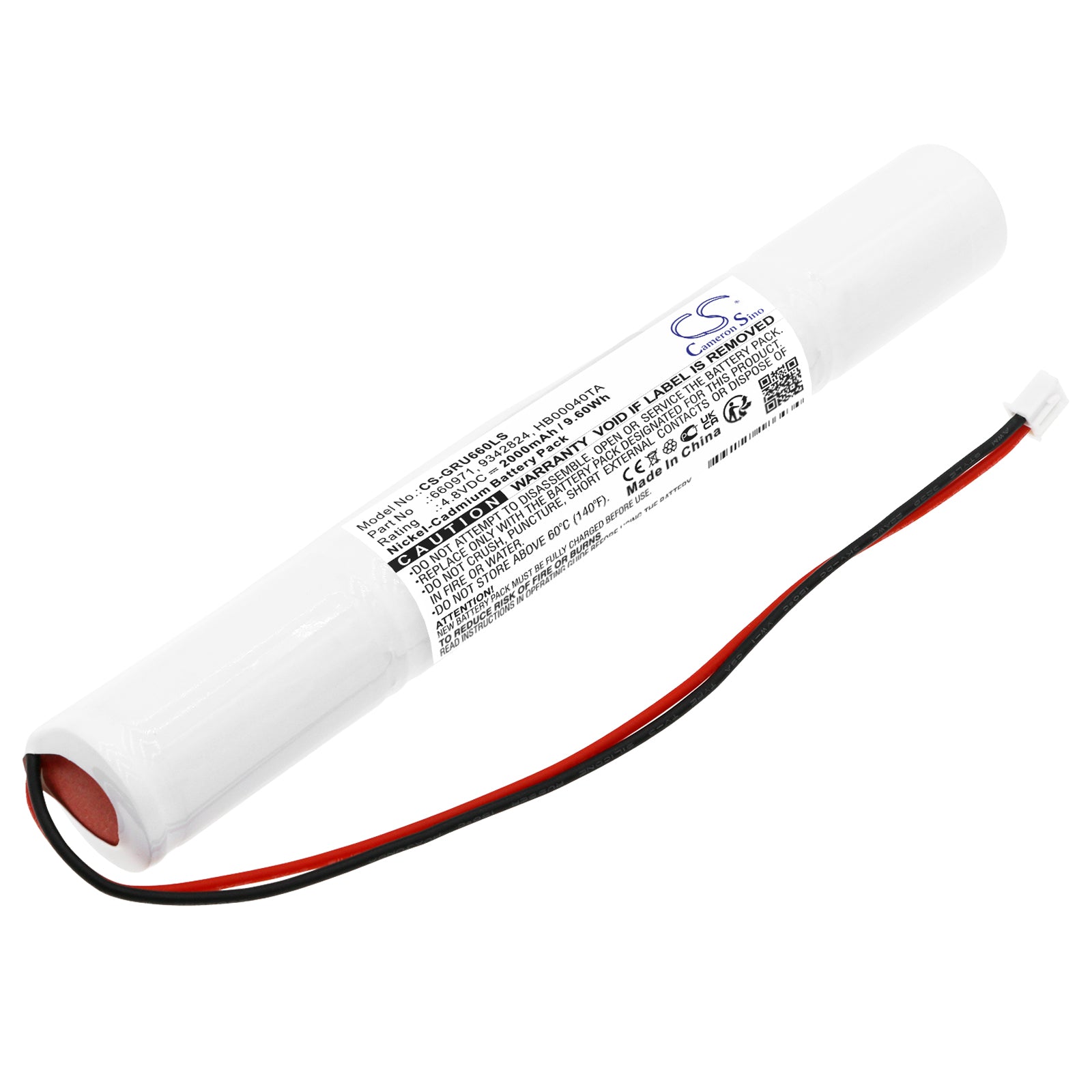 Ni-CD, Emergency Lighting Battery fits Legrand B65led 6 614 40, B65led 6 624 34/40, 4.8V, 2000mAh Emergency Lighting Cameron Sino Technology Limited