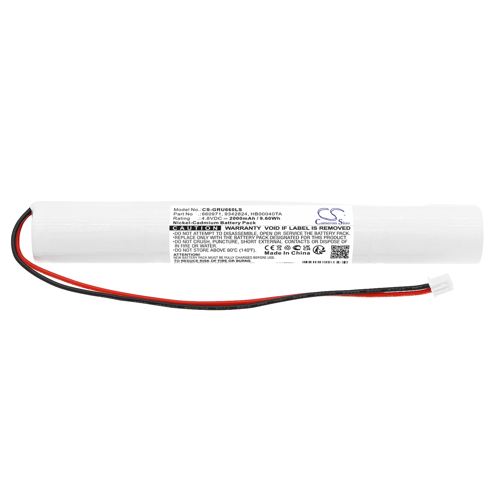 Ni-CD, Emergency Lighting Battery fits Legrand B65led 6 614 40, B65led 6 624 34/40, 4.8V, 2000mAh Emergency Lighting Cameron Sino Technology Limited