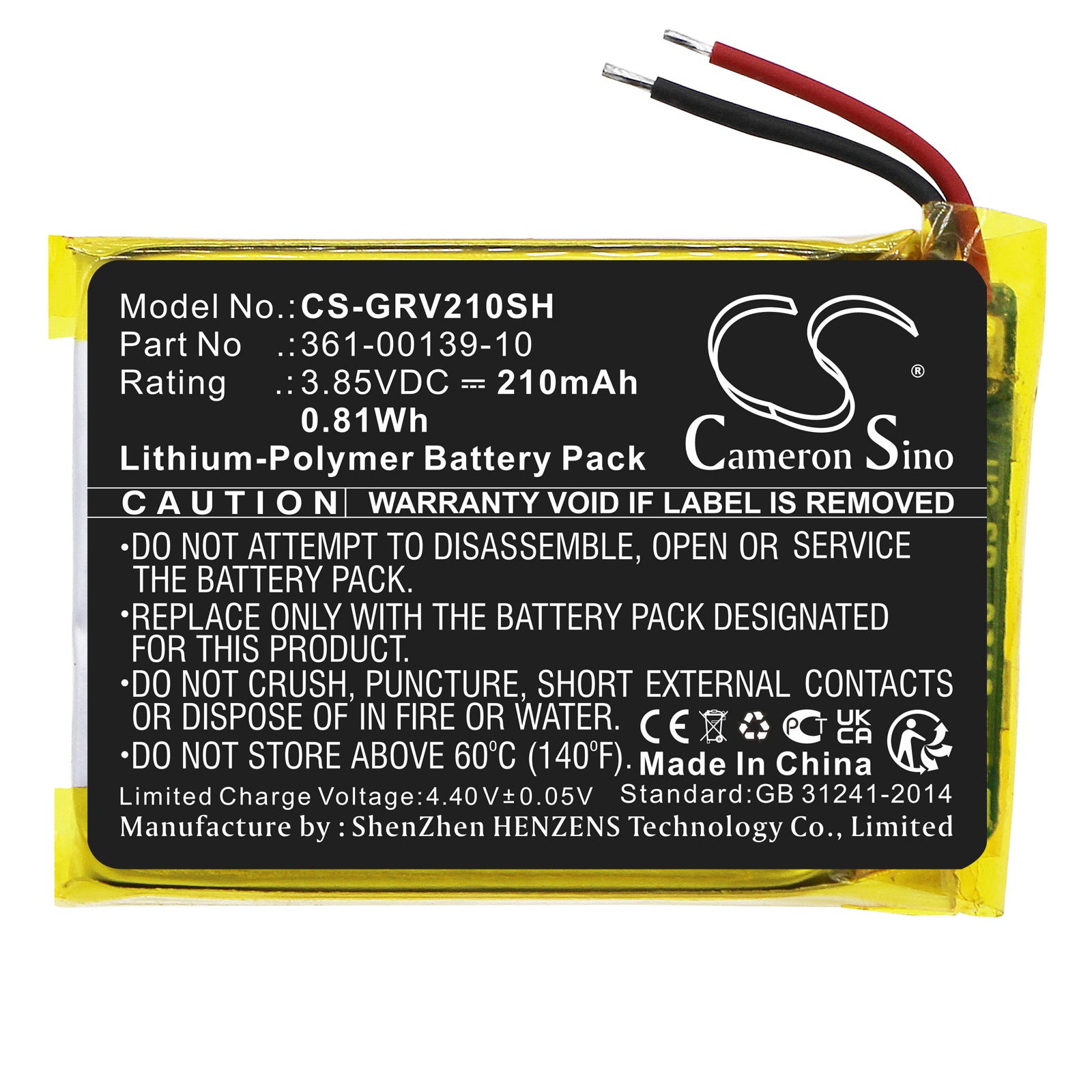 Li-Polymer, Smartwatch Battery fits Garmin Venu 2, 3.85V, 210mAh Smartwatch Cameron Sino Technology Limited