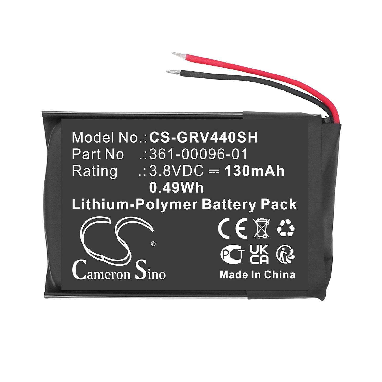 3.8V, Li-Polymer, 130mAh, Battery fits Garmin vivoactive 4S 40mm, 0.49Wh Smartwatch Cameron Sino Technology Limited