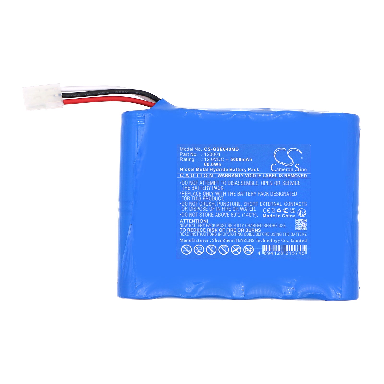 12V, Ni-MH, 5000mAh, Battery fits Genesis Sealer Rapid Seal SE640, 60Wh Medical Cameron Sino Technology Limited