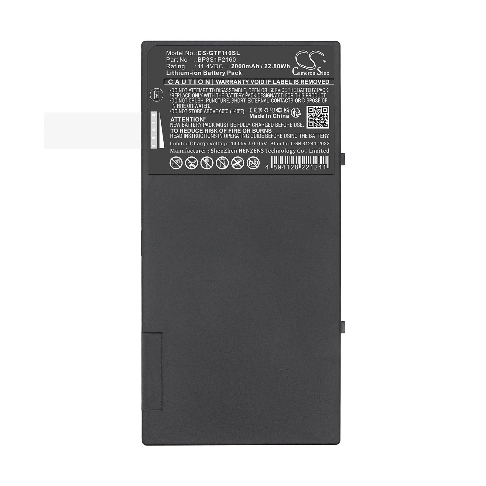 11.4V, Li-ion, 2000mAh, Battery fits Getac F110 G2, F110 G2-Core i5 5300U 2 3 GHz, 22.8Wh Tablet Cameron Sino Technology Limited