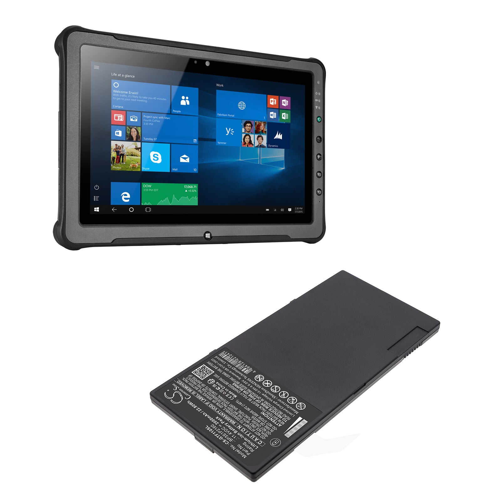 11.4V, Li-ion, 2000mAh, Battery fits Getac F110 G2, F110 G2-Core i5 5300U 2 3 GHz, 22.8Wh Tablet Cameron Sino Technology Limited