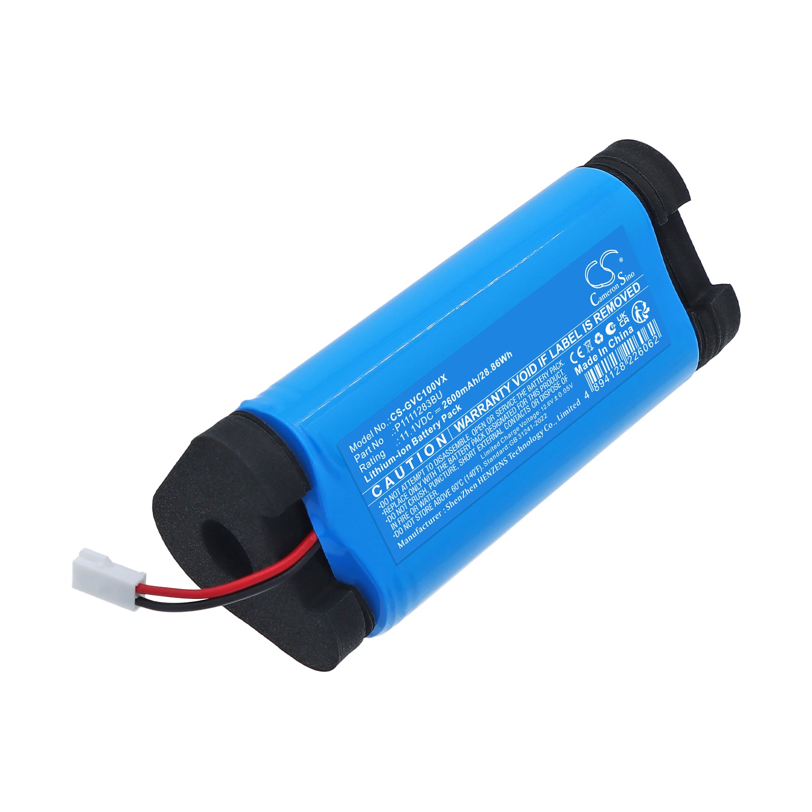 11.1V, Li-ion, 2600mAh, Battery fits GRE Electric Vac VCB10, Wet Runner RBR120, 28.86Wh Robotic Pool Cleaner Cameron Sino Technology Limited
