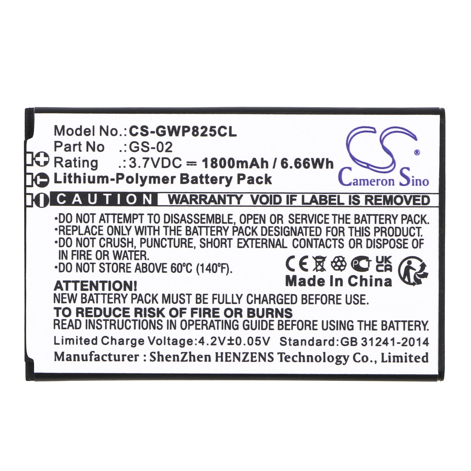 Li-Polymer, Cordless Phone Battery fits Grandstream Wp822, Wp825, 3.7V, 1800mAh Cordless Phone Cameron Sino Technology Limited