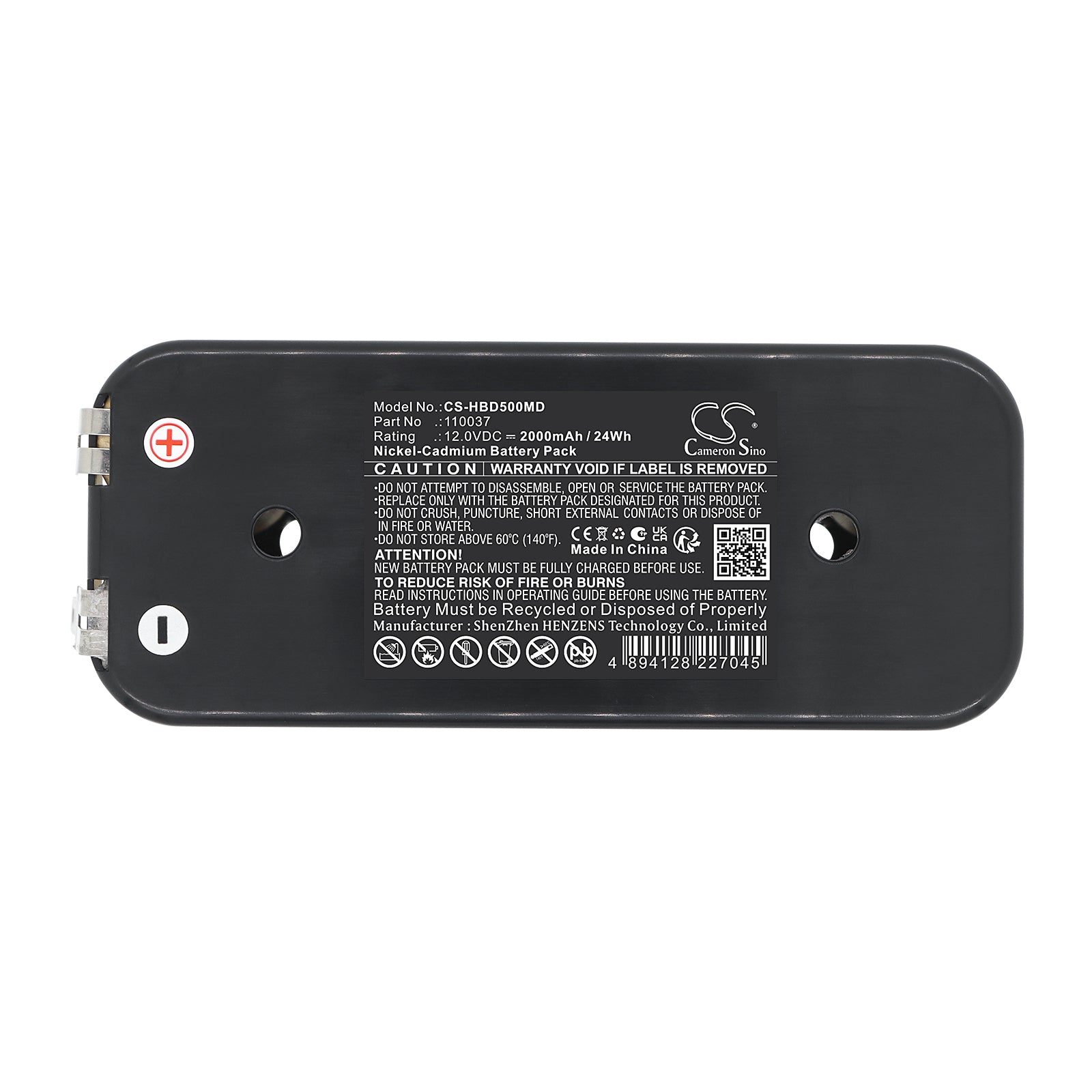 12V, Ni-CD, 2000mAh, Battery fits Hellige defibrillator Defiport NB, Defiscope M | Phillips BD500, 24Wh Medical Cameron Sino Technology Limited
