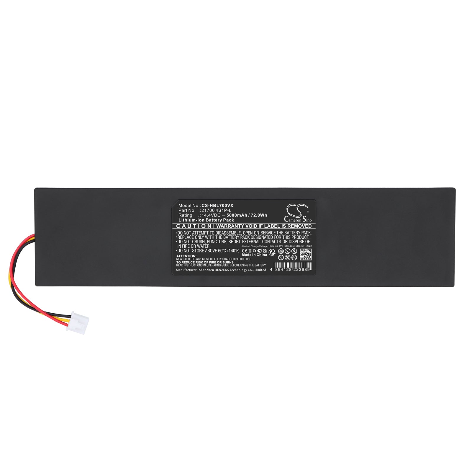 14.4V, Li-ion, 5000mAh, Battery fits HOBOT Legee D7, Legee D8, 72Wh Vacuum Cameron Sino Technology Limited