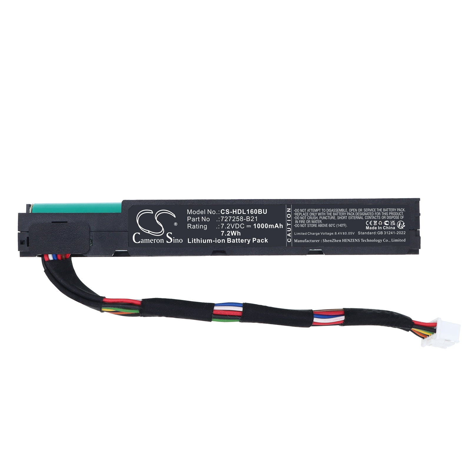 7.2V, Li-ion, 1000mAh, Battery fits HP 96W Smart Storage Megacel, ProLiant DL20 Gen9 Server, 7.2Wh RAID Controller Cameron Sino Technology Limited