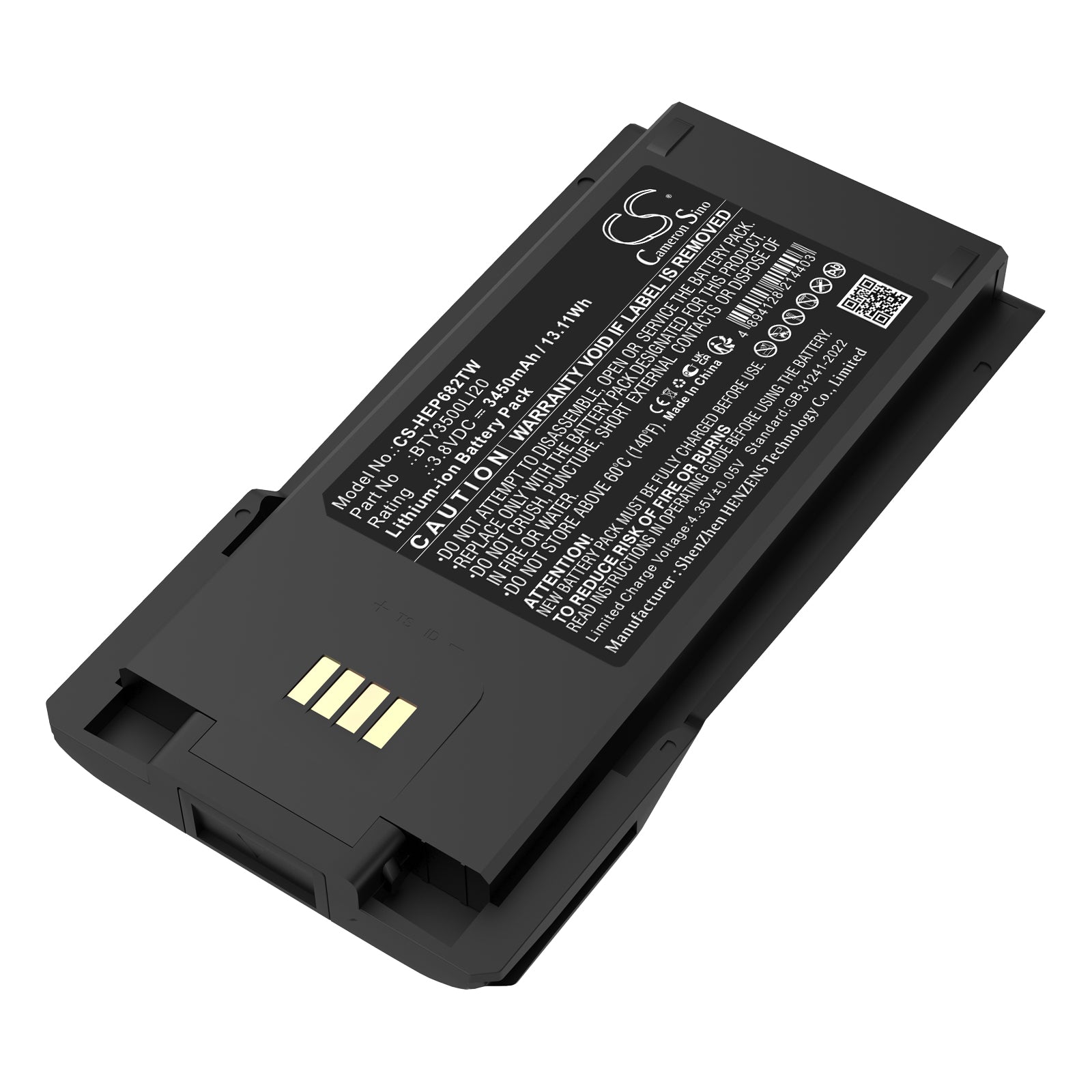 3.8V, Li-ion, 3450mAh, Battery fits TD Tech EP631, EP682, 13.11Wh Two-Way Radio Cameron Sino Technology Limited