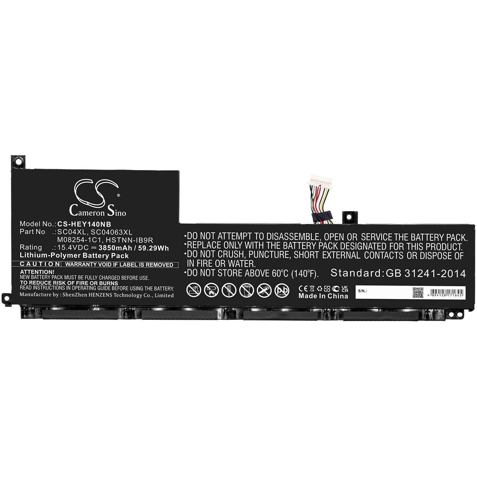 Li-Polymer, Notebook, Laptop Battery fits Hp Envy 14-eb0000nf, Envy 14-eb0006nj, 15.4V, 3850mAh Notebook, Laptop Cameron Sino Technology Limited