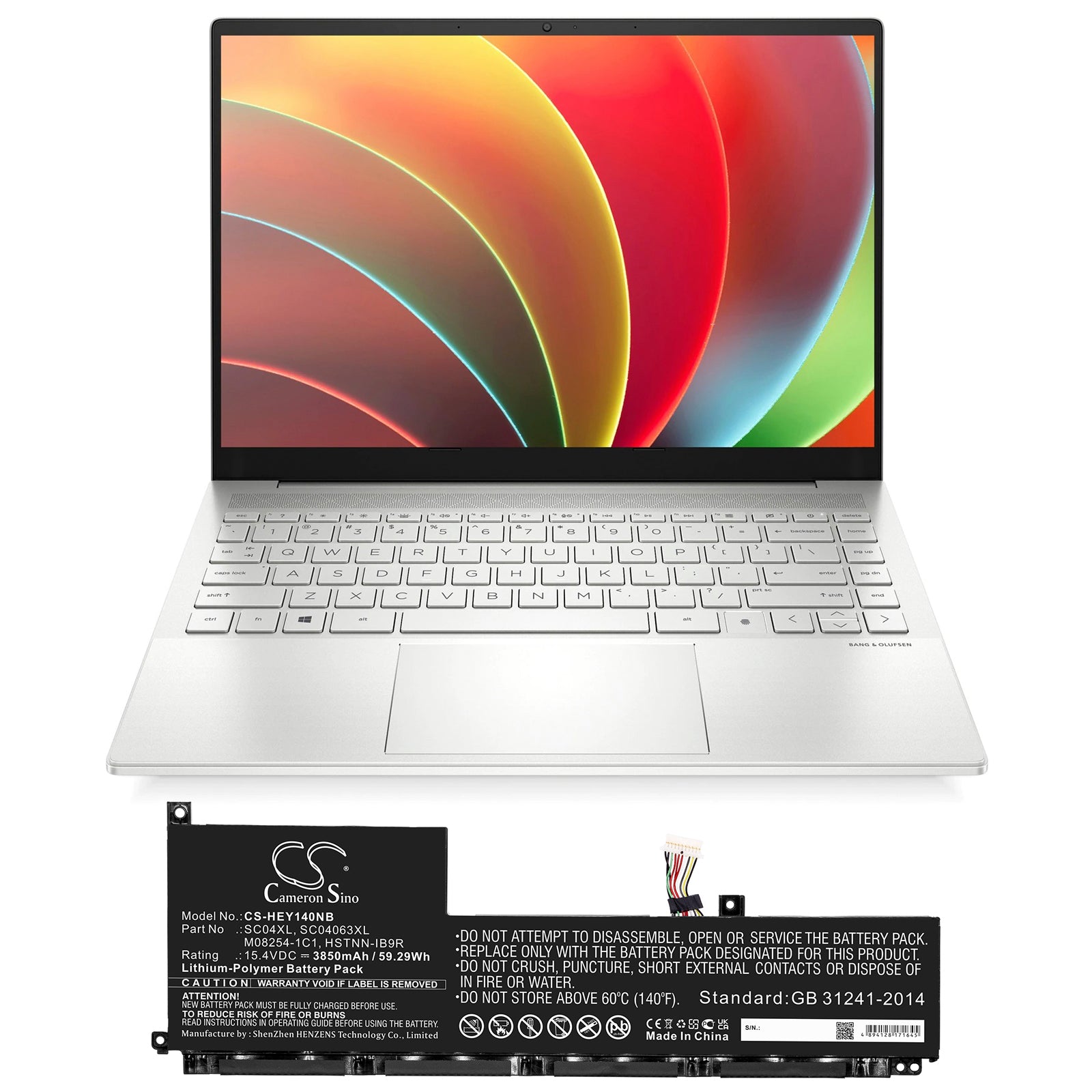 Li-Polymer, Notebook, Laptop Battery fits Hp Envy 14-eb0000nf, Envy 14-eb0006nj, 15.4V, 3850mAh Notebook, Laptop Cameron Sino Technology Limited