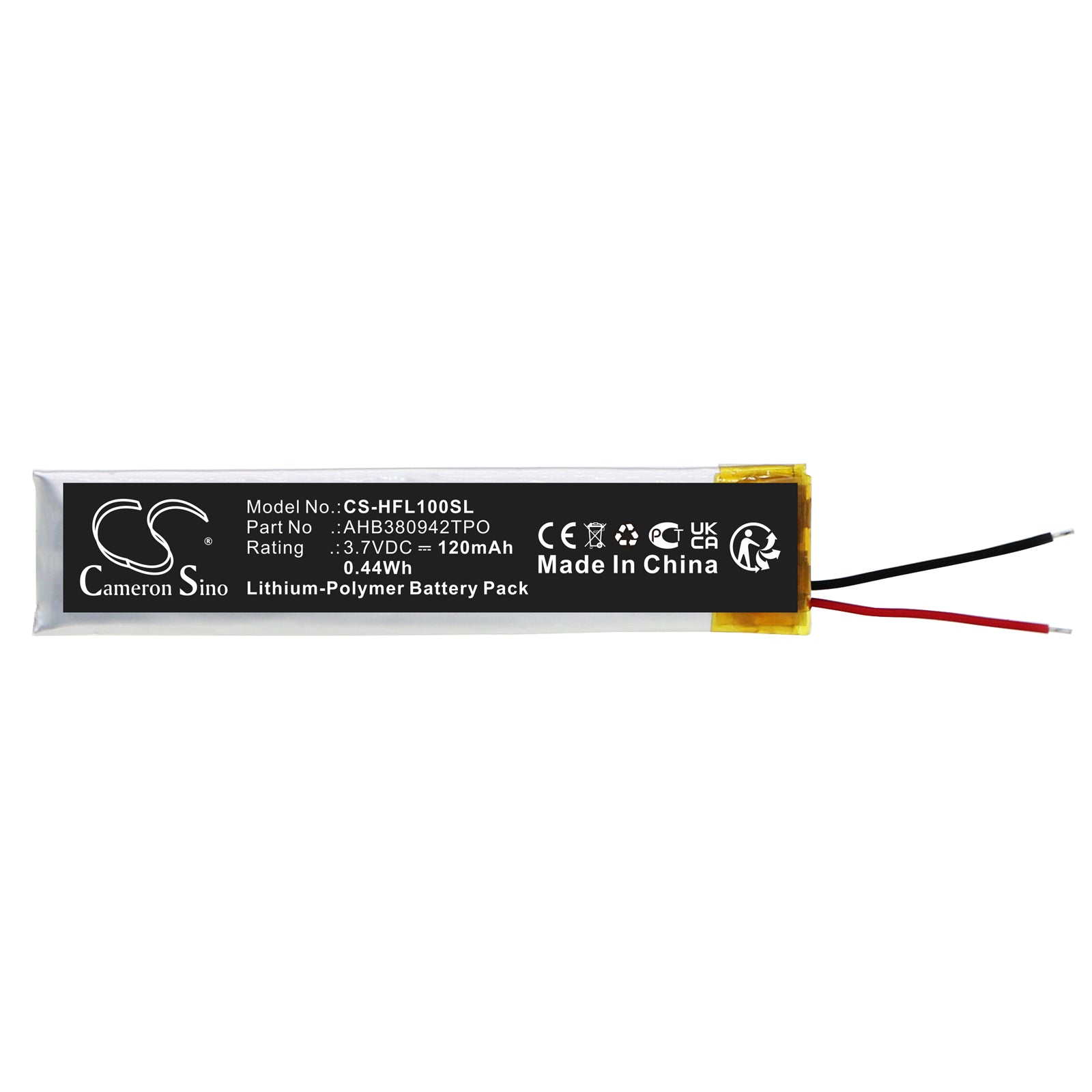 Li-Polymer, Wireless Headset Battery fits Huawei Freelace, 3.7V, 120mAh Wireless Headset Cameron Sino Technology Limited