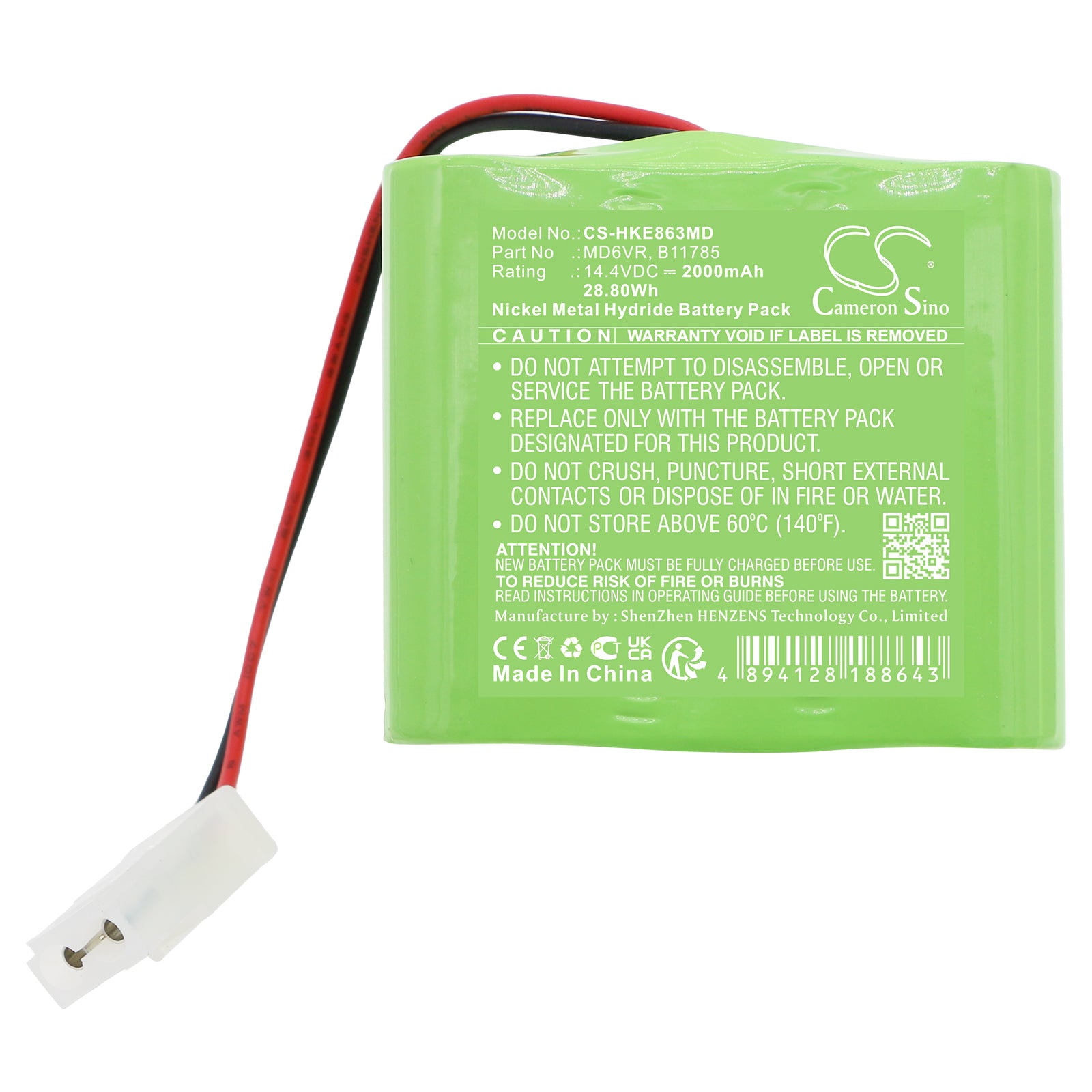 Ni-MH, Medical Battery fits Hokanson Epg-0863, Epg-52018, 14.4V, 2000mAh Medical Cameron Sino Technology Limited