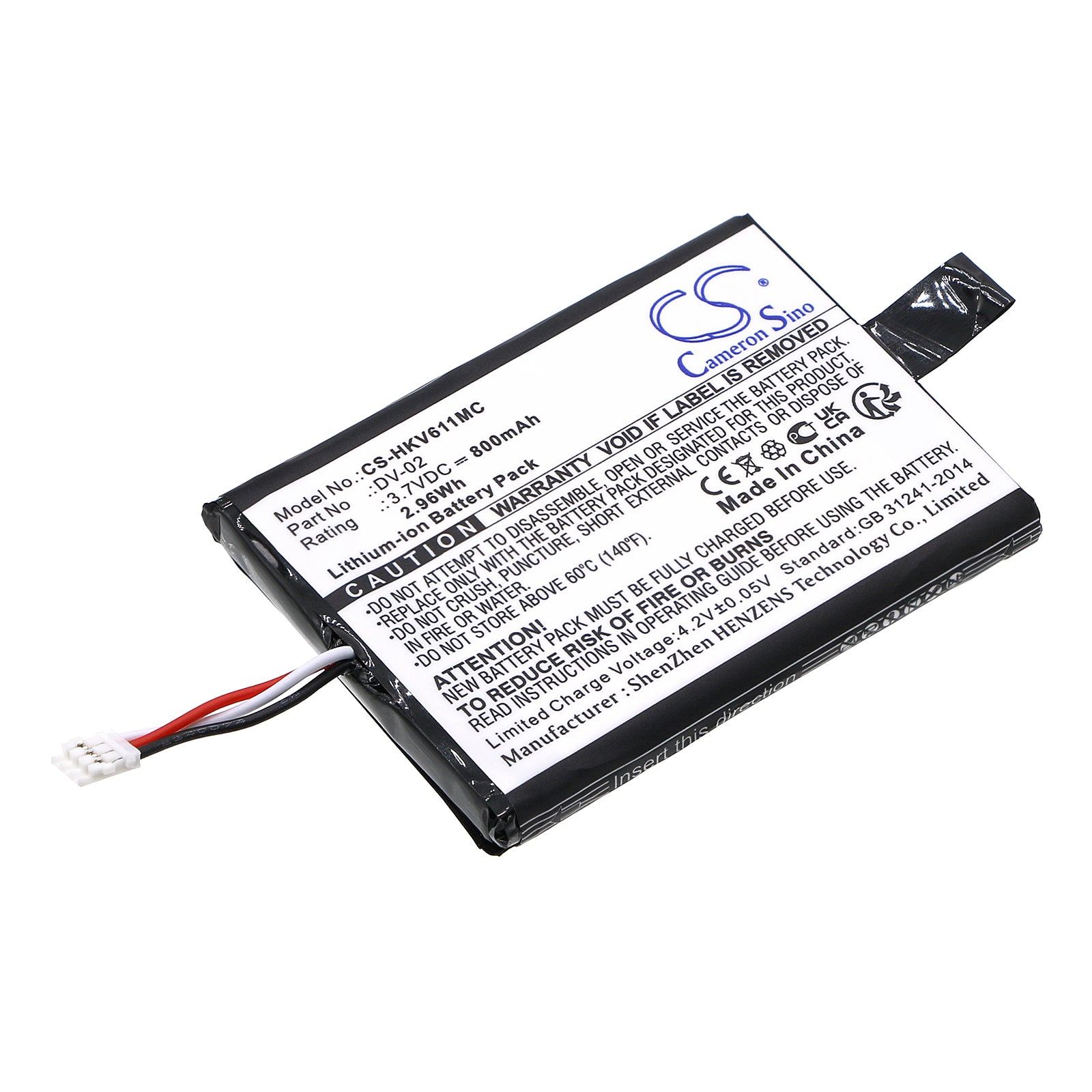 Li-ion, Home Security Camera Battery fits Hikvision Ds-mh611, Ids-tco100f, 3.7V, 800mAh Home Security Camera Cameron Sino Technology Limited