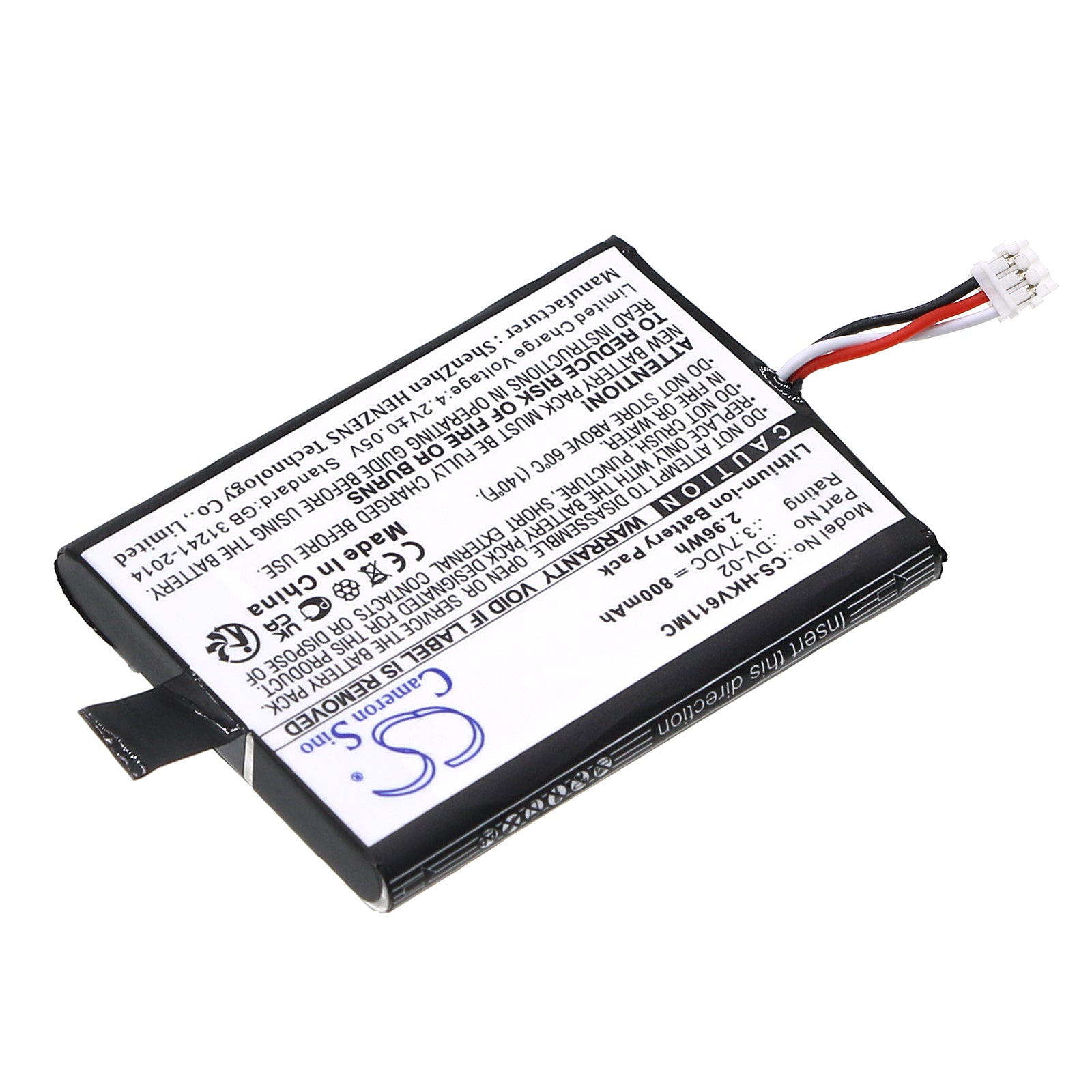 Li-ion, Home Security Camera Battery fits Hikvision Ds-mh611, Ids-tco100f, 3.7V, 800mAh Home Security Camera Cameron Sino Technology Limited