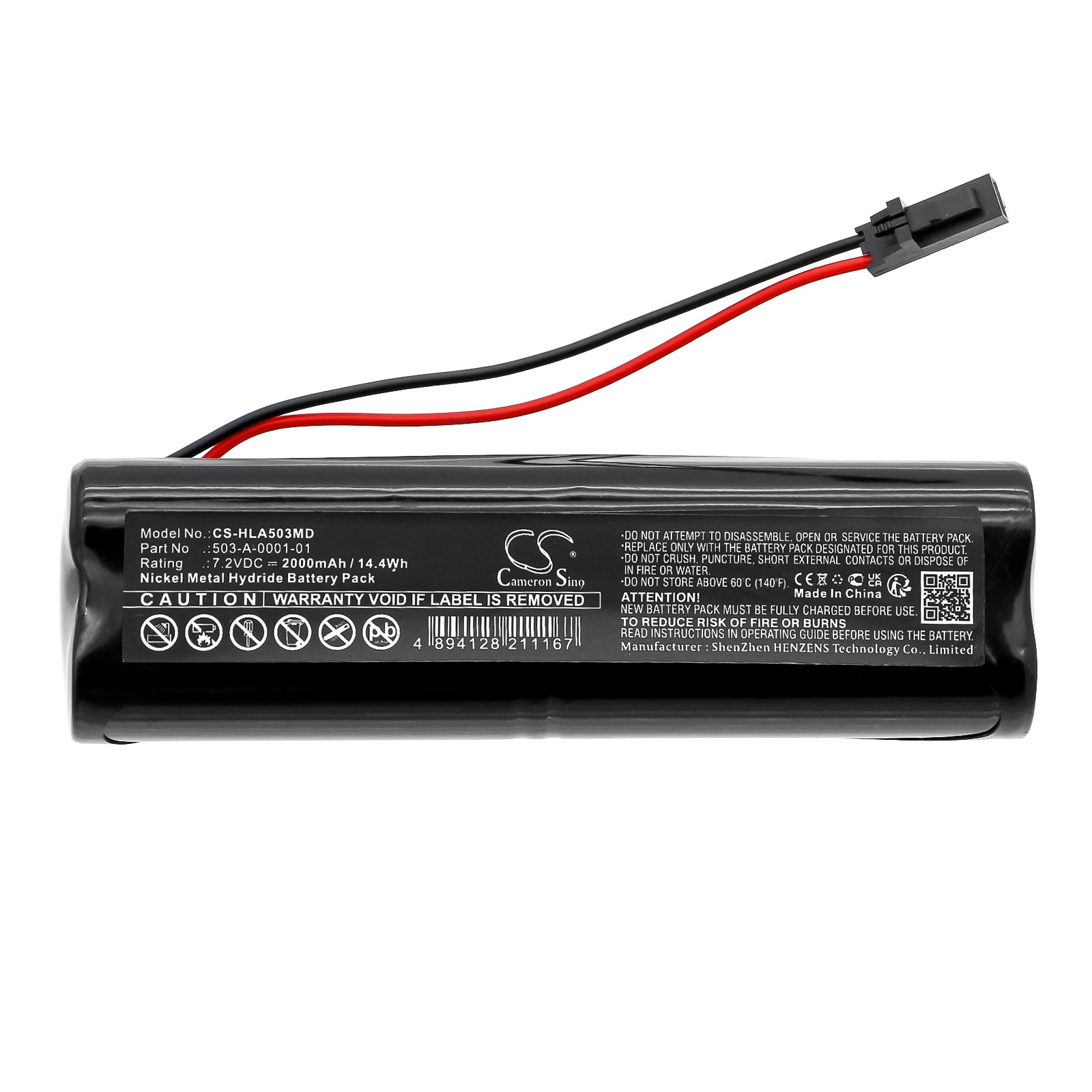 7.2V, Ni-MH, 2000mAh, Battery fits Hill-Rom Active Care DTV, 14.4Wh Medical Cameron Sino Technology Limited