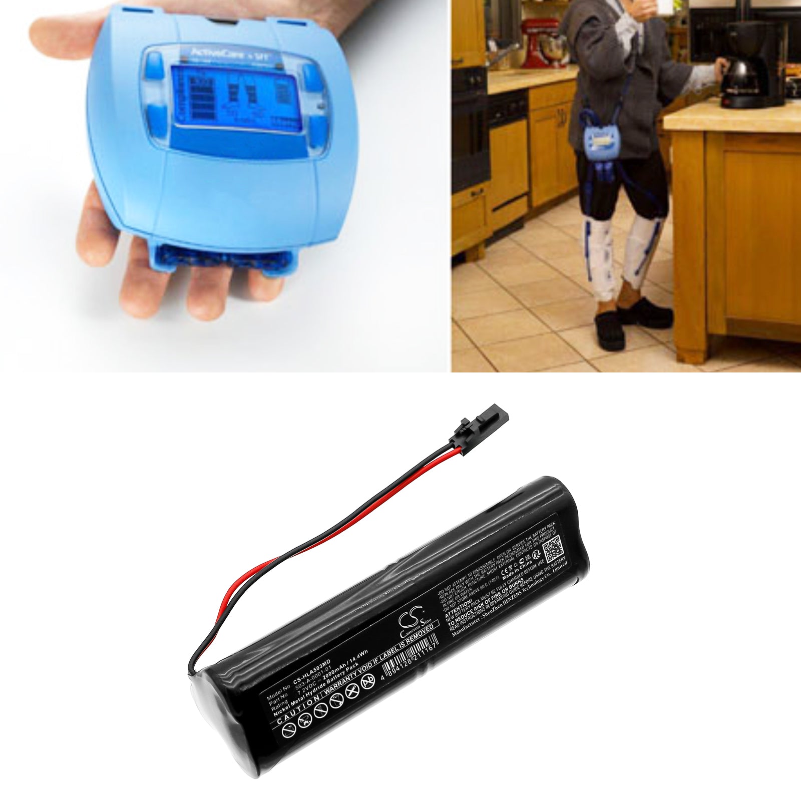 7.2V, Ni-MH, 2000mAh, Battery fits Hill-Rom Active Care DTV, 14.4Wh Medical Cameron Sino Technology Limited