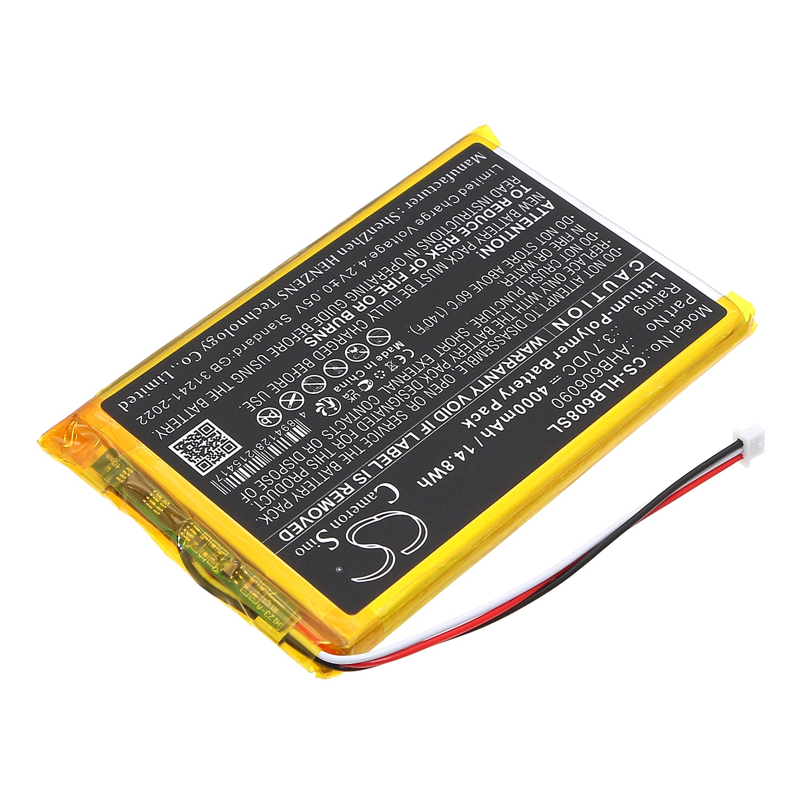 3.7V, Li-Polymer, 4000mAh, Battery fits HelloBaby HB6081 Video Baby Monitor, 14.8Wh BabyPhone Cameron Sino Technology Limited