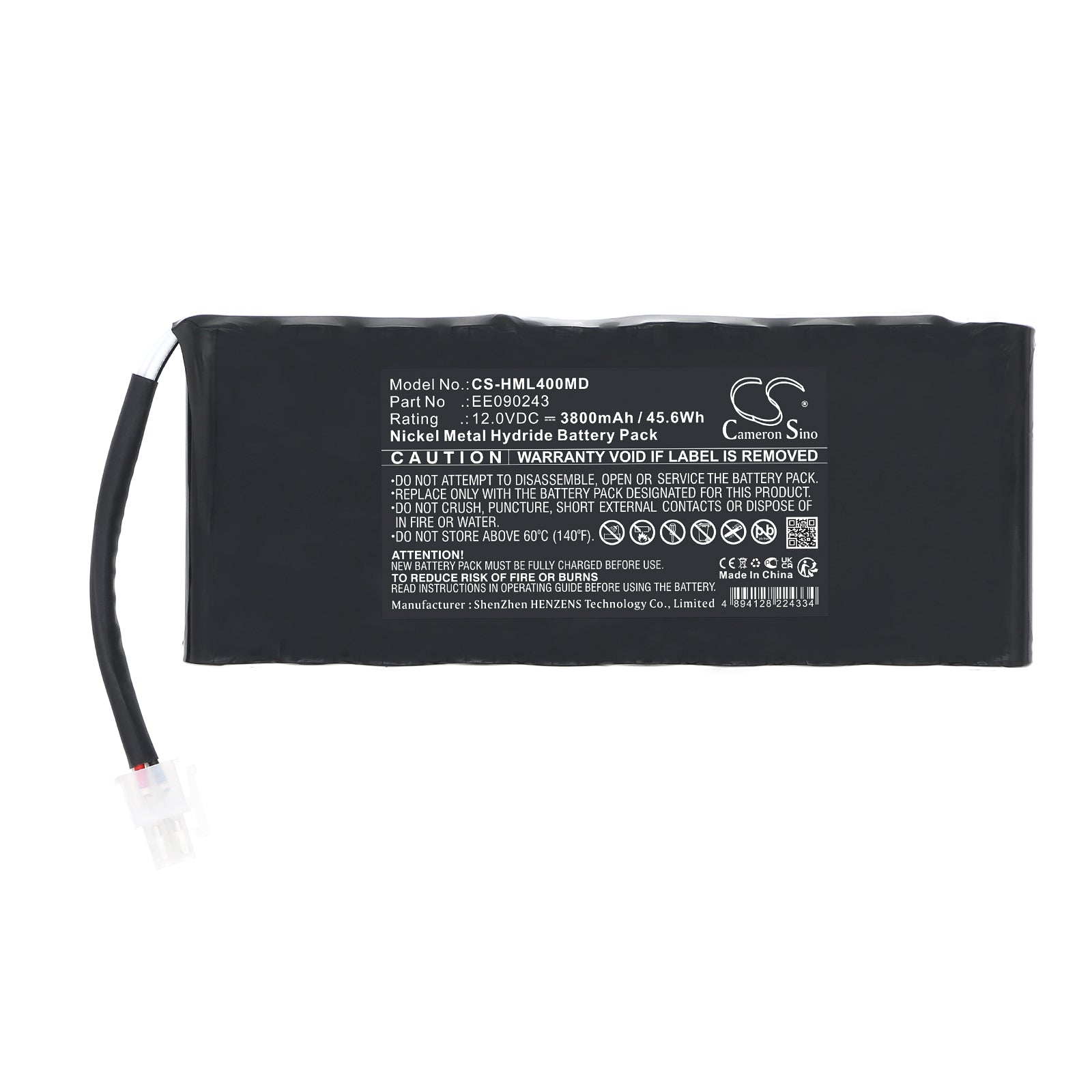 12V, Ni-MH, 3800mAh, Battery fits HME Lifepulse 400, 45.6Wh Medical Cameron Sino Technology Limited