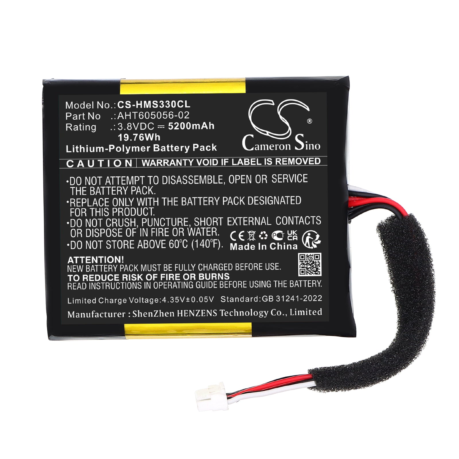 3.8V, Li-Polymer, 5200mAh, Battery fits Hikvision MAS 3300, 19.76Wh Communication & Conferencing Cameron Sino Technology Limited