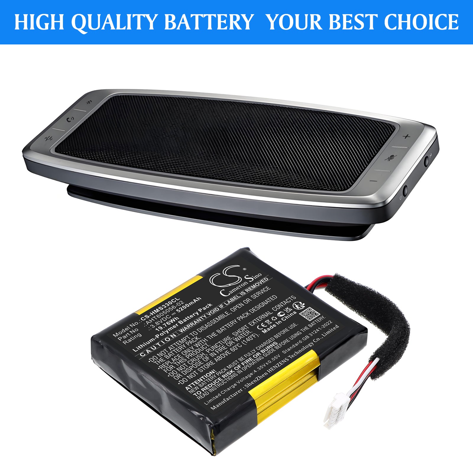 3.8V, Li-Polymer, 5200mAh, Battery fits Hikvision MAS 3300, 19.76Wh Communication & Conferencing Cameron Sino Technology Limited