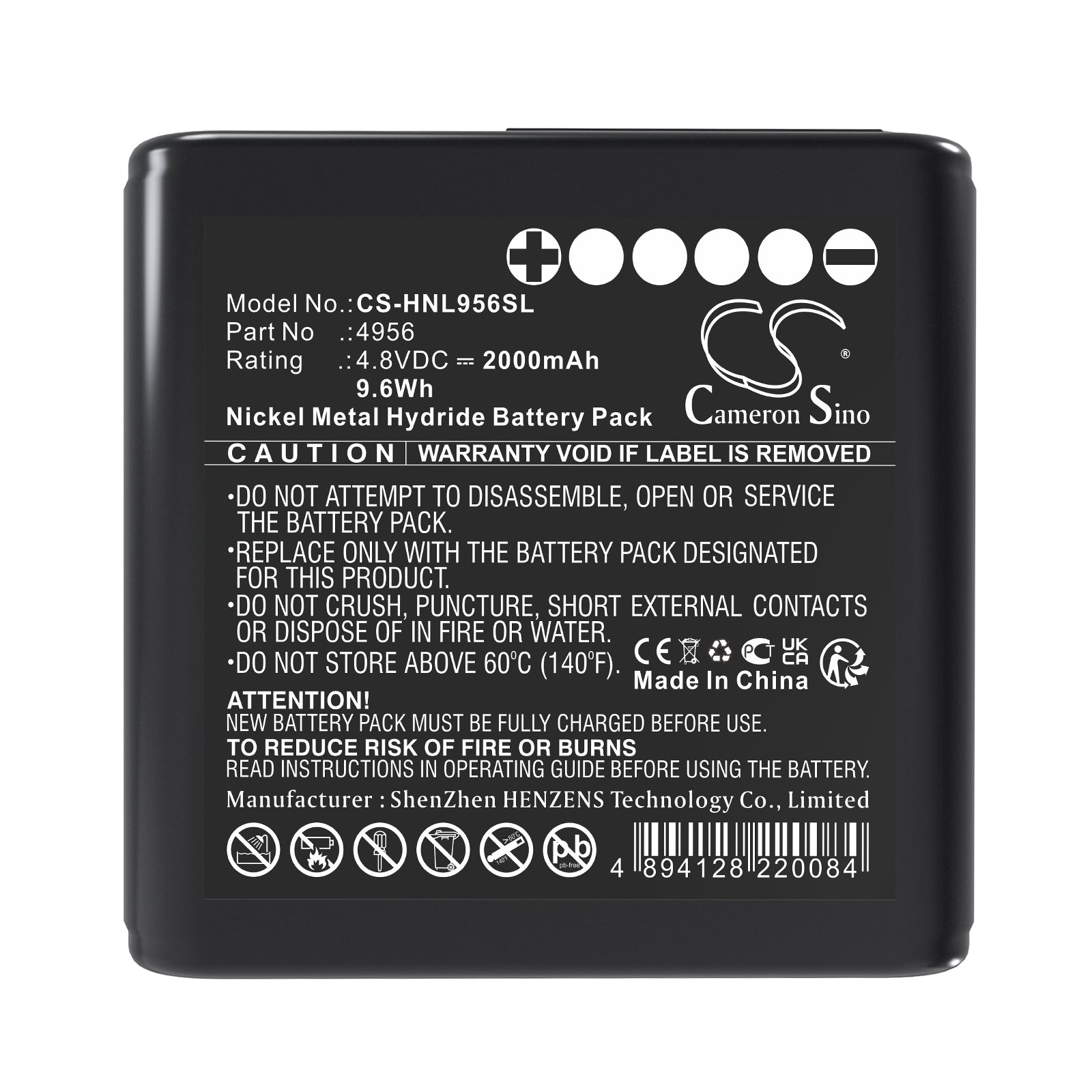 4.8V, Ni-MH, 2000mAh, Battery fits Honeywell Lumidor Micromax Plus, Micromax pro, 9.6Wh Equipment, Survey, Test Cameron Sino Technology Limited
