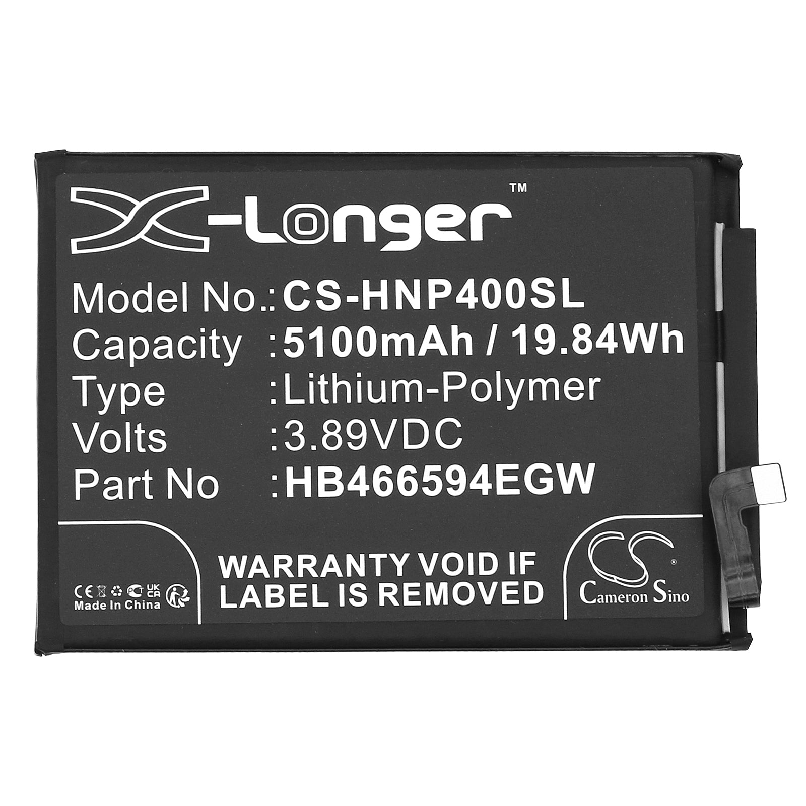 Li-Polymer, Mobile, SmartPhone Battery fits Honor Play 40, Wdy-an00, 3.89V, 5100mAh Mobile, SmartPhone Cameron Sino Technology Limited