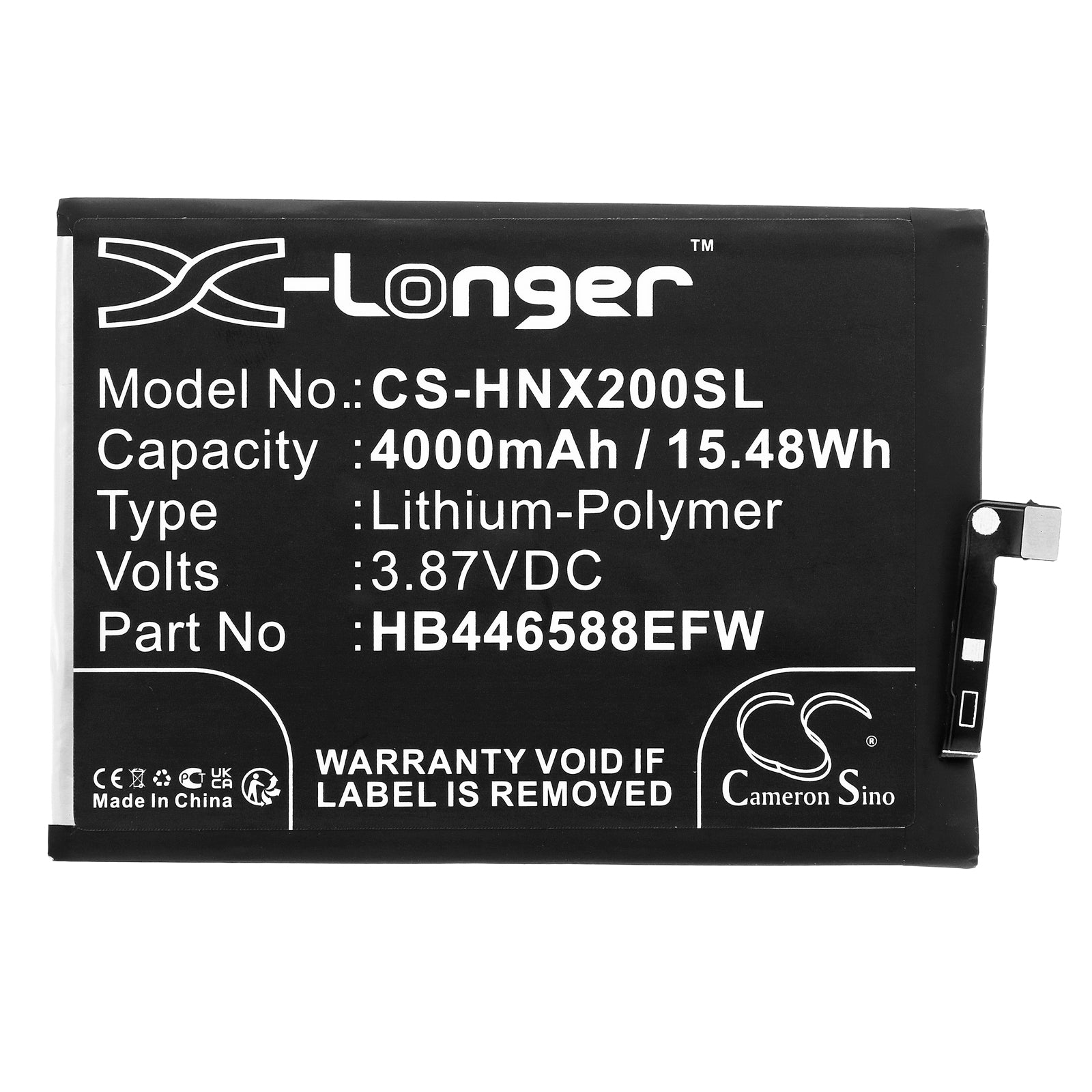 Li-Polymer, Mobile, SmartPhone Battery fits Honor Chl-an00, X20 Se 5g, 3.87V, 4000mAh Mobile, SmartPhone Cameron Sino Technology Limited