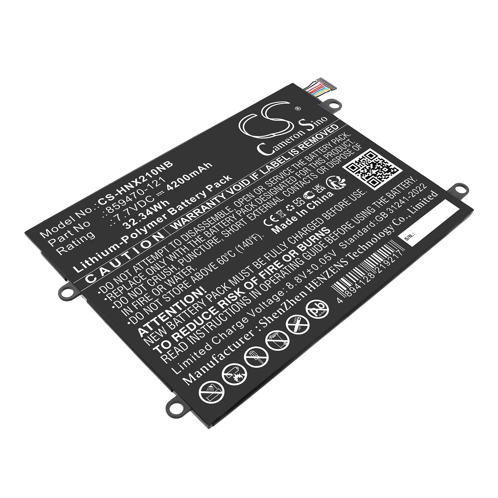 7.7V, Li-Polymer, 4200mAh, Battery fits HP NNotebook X2 10-P043TU, Notebook X2 10-P000NA, 32.34Wh Notebook, Laptop Cameron Sino Technology Limited