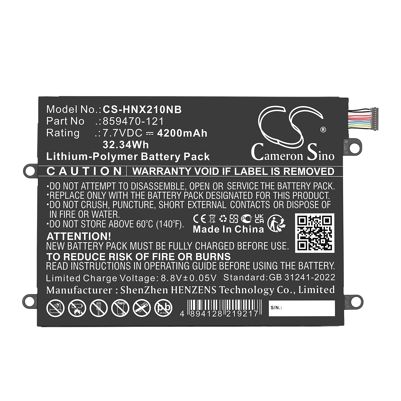 7.7V, Li-Polymer, 4200mAh, Battery fits HP NNotebook X2 10-P043TU, Notebook X2 10-P000NA, 32.34Wh Notebook, Laptop Cameron Sino Technology Limited