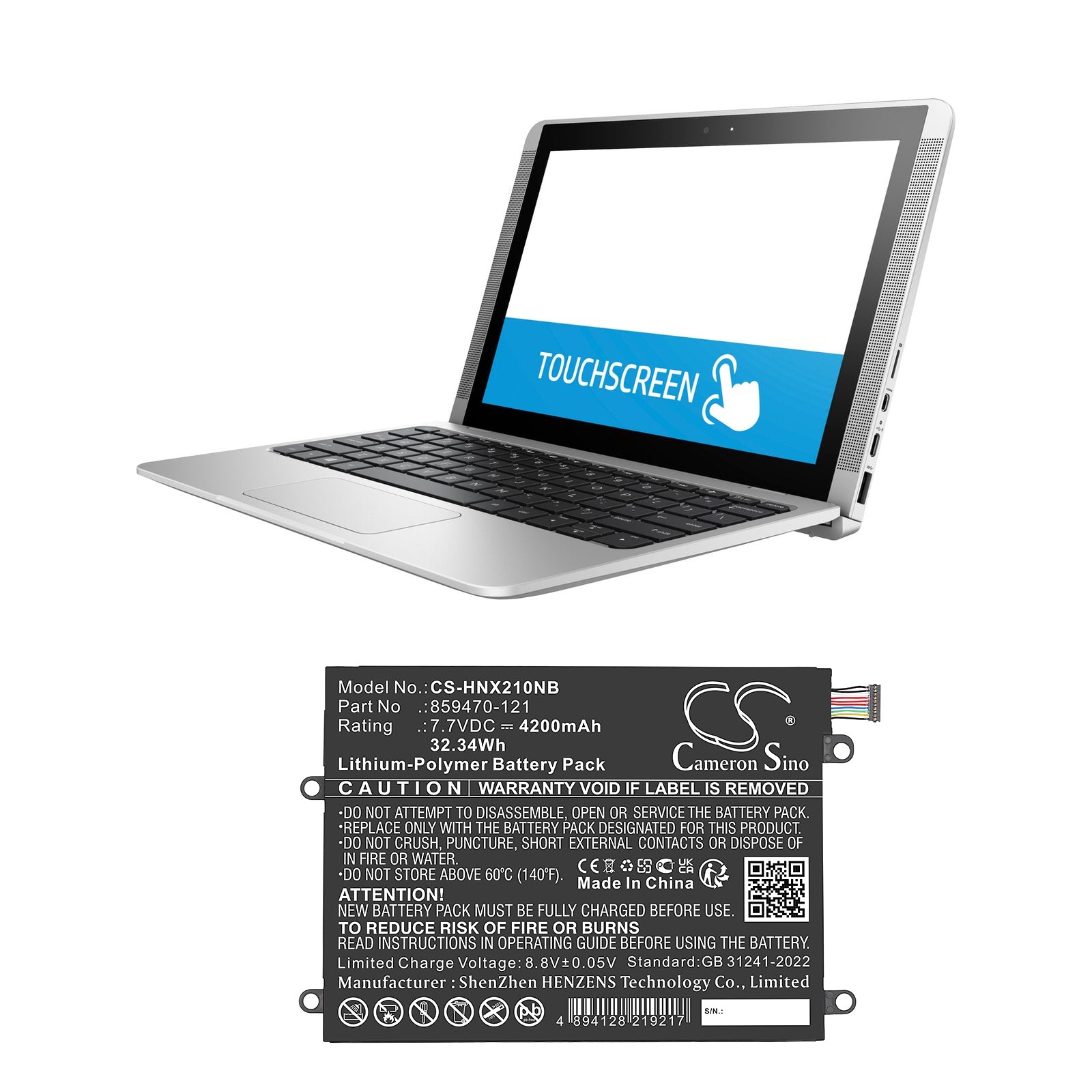 7.7V, Li-Polymer, 4200mAh, Battery fits HP NNotebook X2 10-P043TU, Notebook X2 10-P000NA, 32.34Wh Notebook, Laptop Cameron Sino Technology Limited
