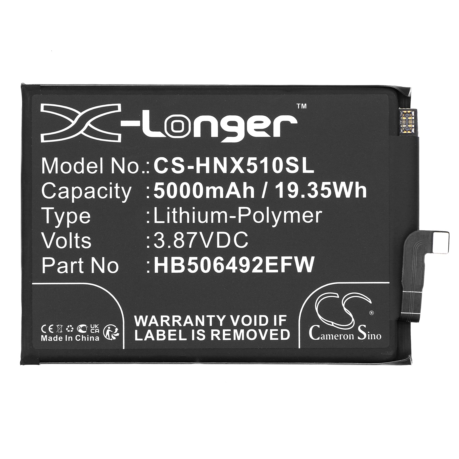 Li-Polymer, Mobile, SmartPhone Battery fits Honor Magic 5 Lite, Rmo-nx1, 3.87V, 5000mAh Mobile, SmartPhone Cameron Sino Technology Limited