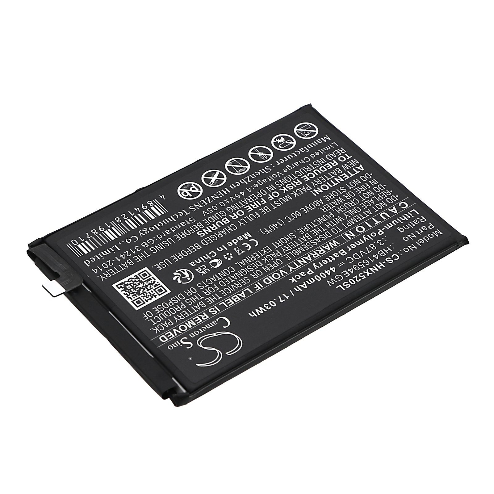 Li-Polymer, Mobile, SmartPhone Battery fits Honor Crt-an00, X50i 5g, 3.87V, 4400mAh Mobile, SmartPhone Cameron Sino Technology Limited
