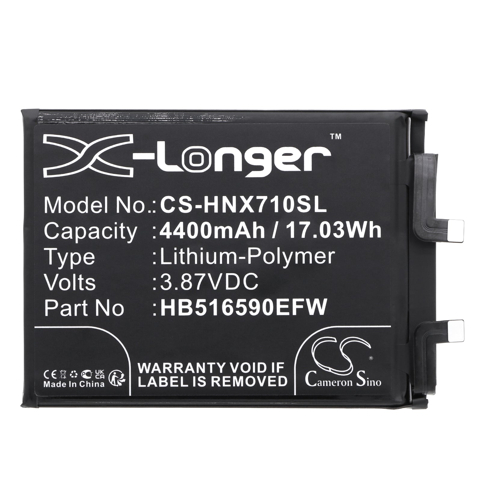 Li-Polymer, Mobile, SmartPhone Battery fits Honor 70 Pro, 3.87V, 4400mAh Mobile, SmartPhone Cameron Sino Technology Limited