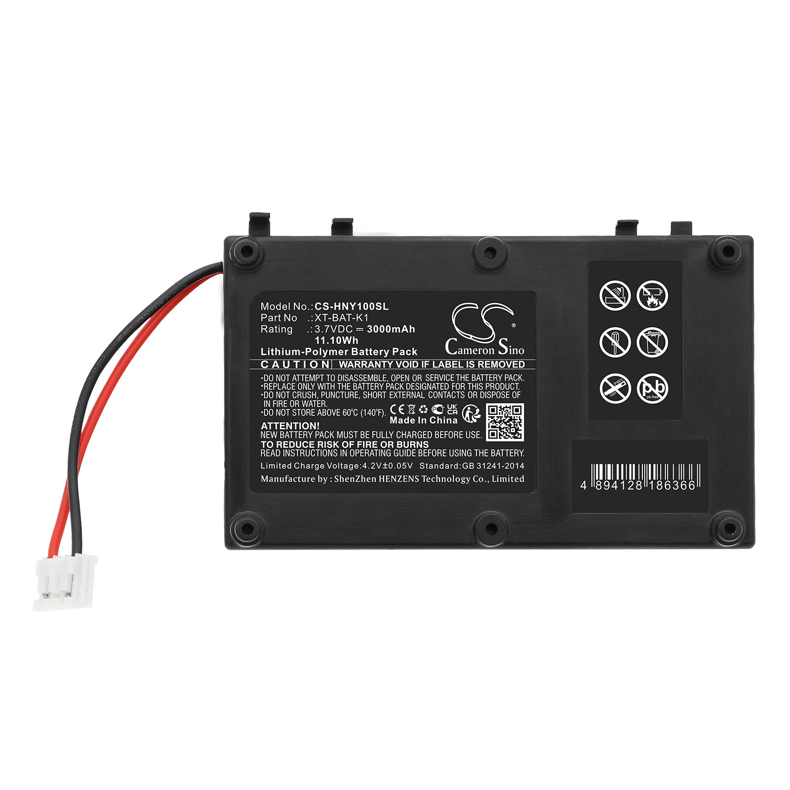 Li-Polymer, Equipment, Survey, Test Battery fits Honeywell Bw Gasalert Max Xt Ii, Bw Max Xt Ii, 3.7V, 3000mAh Equipment, Survey, Test Cameron Sino Technology Limited