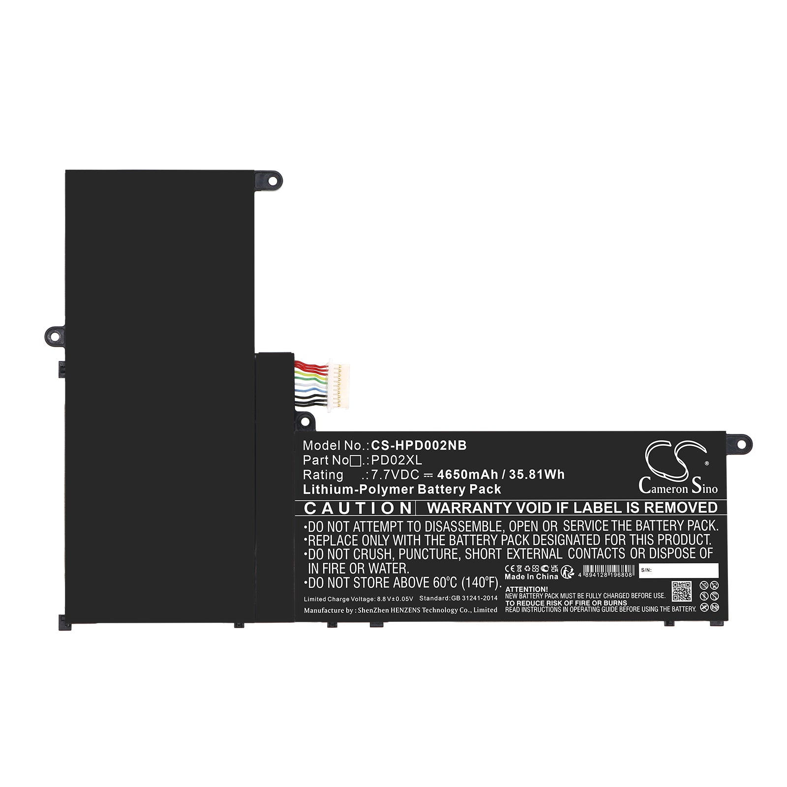 Li-Polymer, Notebook, Laptop Battery fits Hp, 7.7V, 4650mAh Notebook, Laptop Cameron Sino Technology Limited