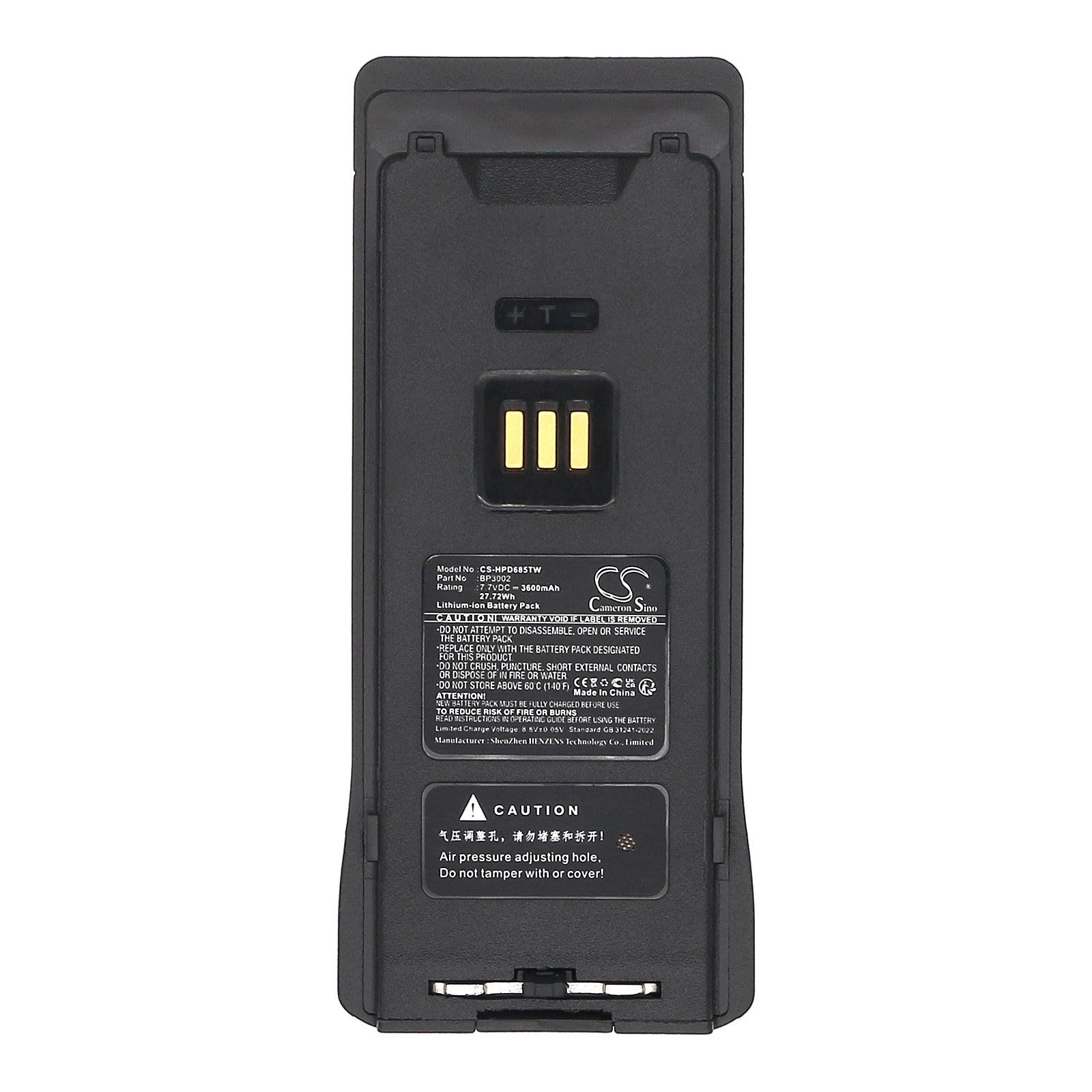 7.7V, Li-ion, 3600mAh, Battery fits Hytera HP605, HP685, 27.72Wh Two-Way Radio Cameron Sino Technology Limited