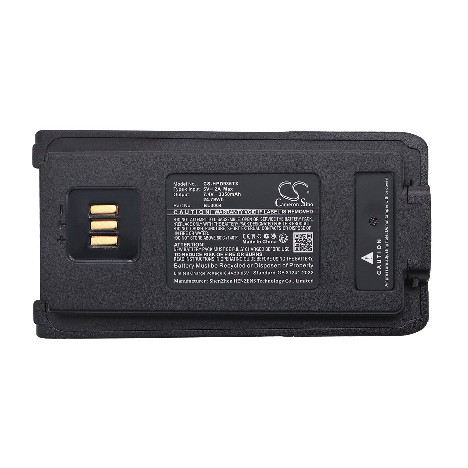 7.4V, Li-ion, 3350mAh, Battery fits Hytera PD980, PD980, 24.79Wh Two-Way Radio Cameron Sino Technology Limited