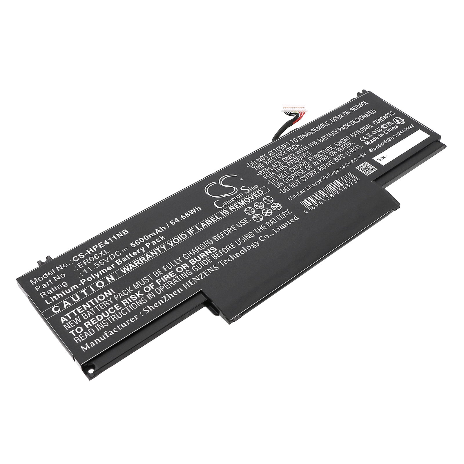 11.55V, Li-Polymer, 5600mAh, Battery fits HP Elite x360 1040 G11, EliteBook 1040 G11, 64.68Wh Notebook, Laptop Cameron Sino Technology Limited