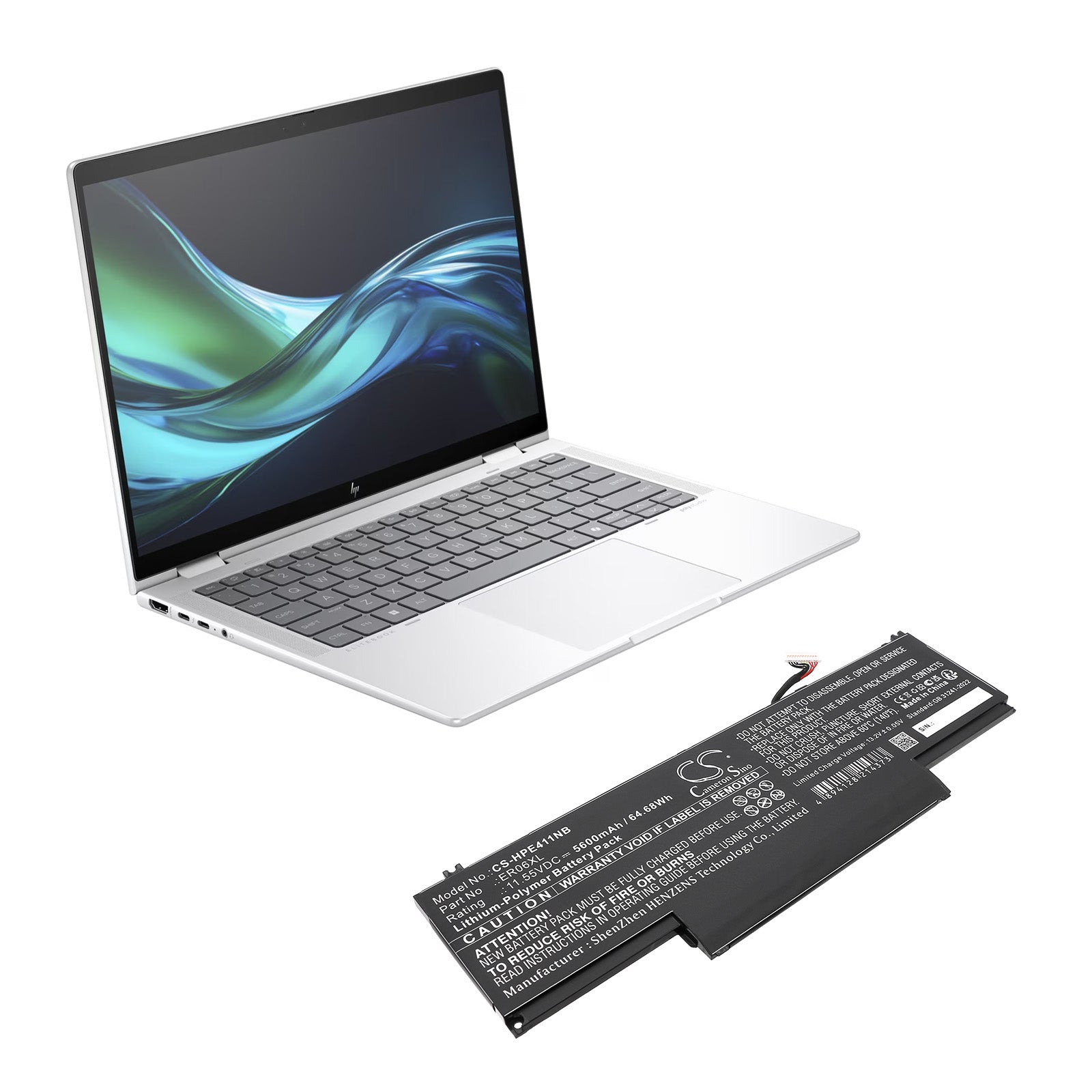 11.55V, Li-Polymer, 5600mAh, Battery fits HP Elite x360 1040 G11, EliteBook 1040 G11, 64.68Wh Notebook, Laptop Cameron Sino Technology Limited