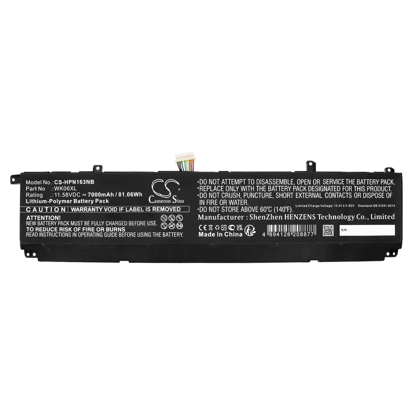 Li-Polymer, Notebook, Laptop Battery fits Hp Omen 16-k0000ne, Omen 16-k0000nh, 11.58V, 7000mAh Notebook, Laptop Cameron Sino Technology Limited