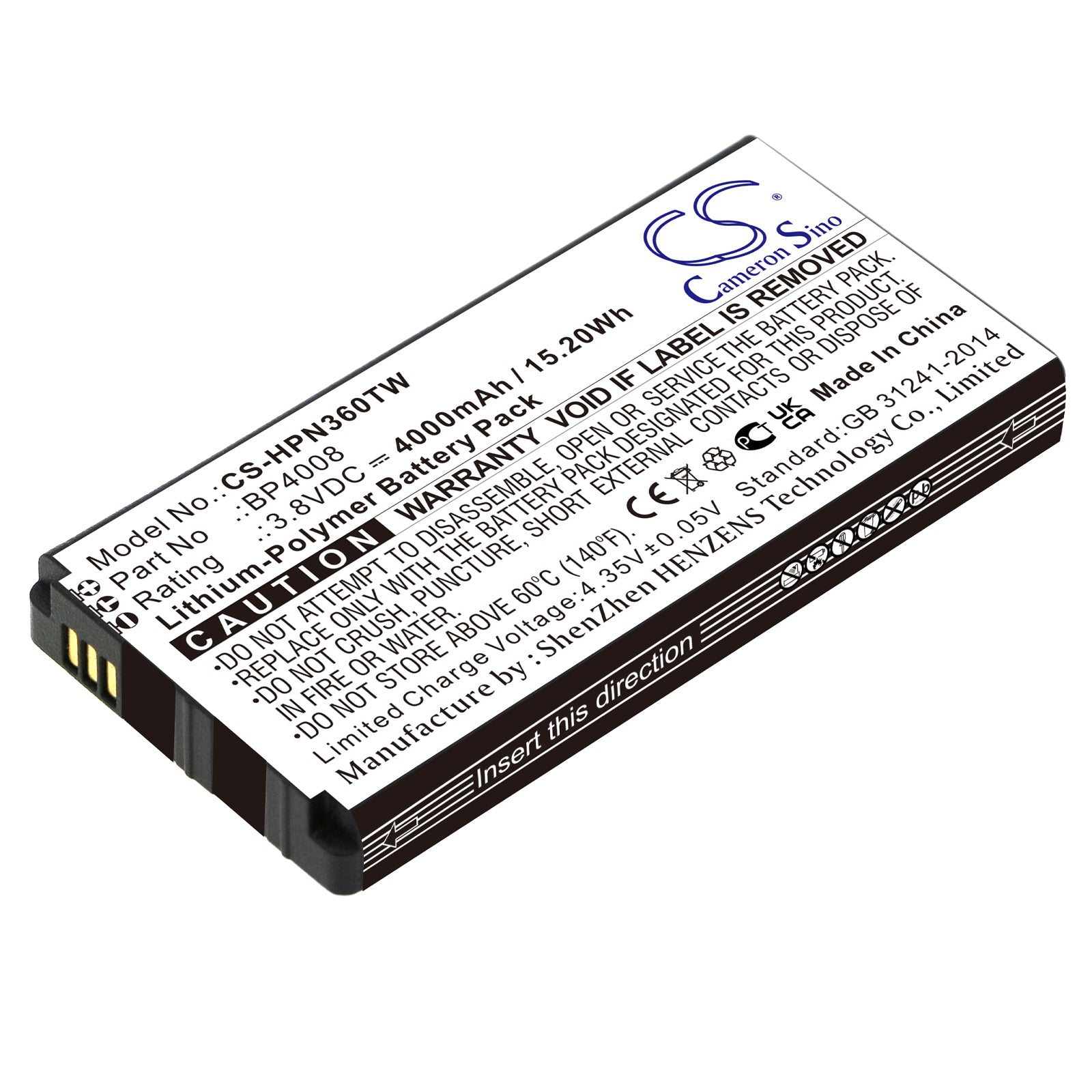 Li-Polymer, Two-Way Radio Battery fits Hytera Pnc360, Pnc360s, 3.8V, 4000mAh Two-Way Radio Cameron Sino Technology Limited
