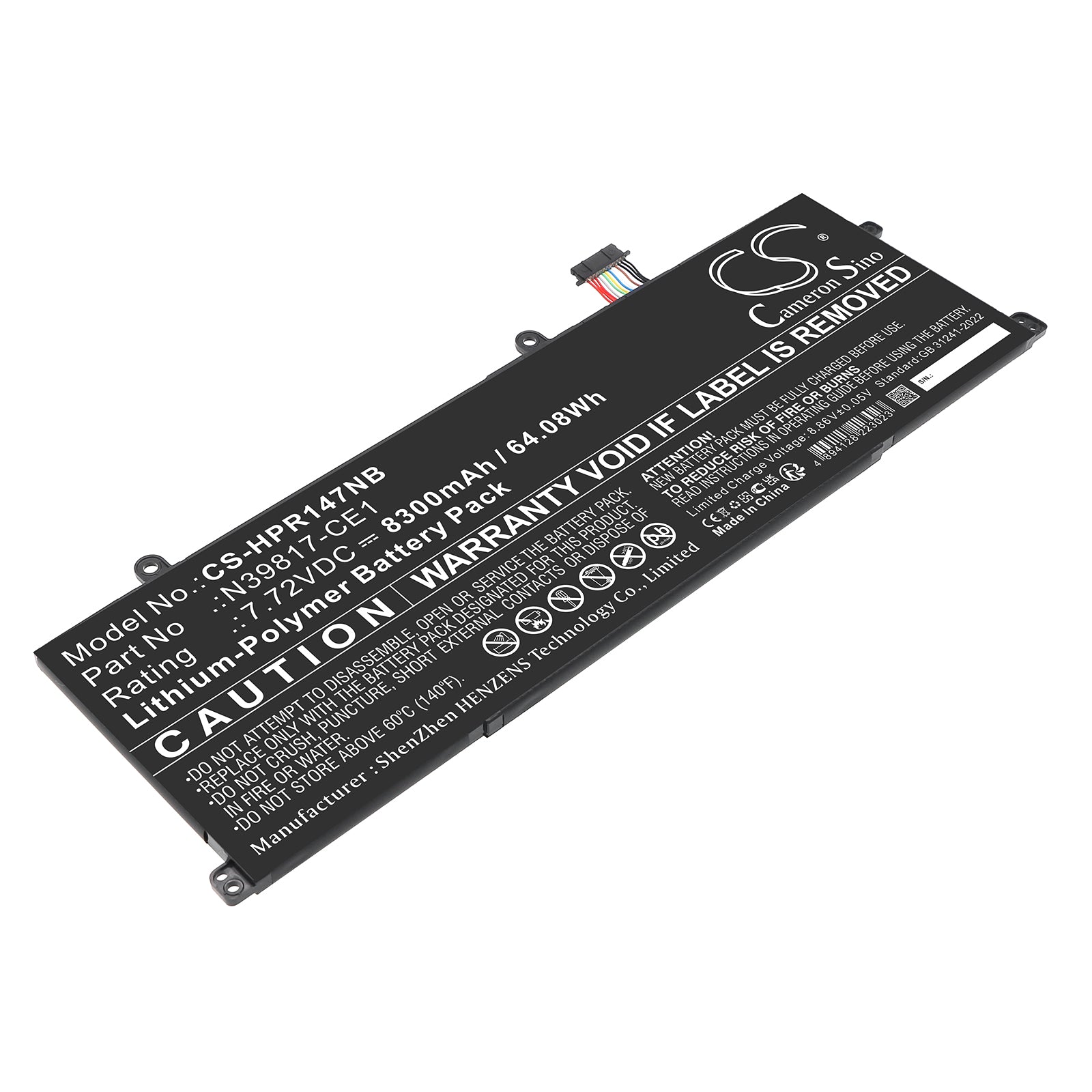 7.72V, Li-Polymer, 8300mAh, Battery fits HP Book pro 16, Envy x360 2-in-1 16-ad0097nr, 64.08Wh Notebook, Laptop Cameron Sino Technology Limited