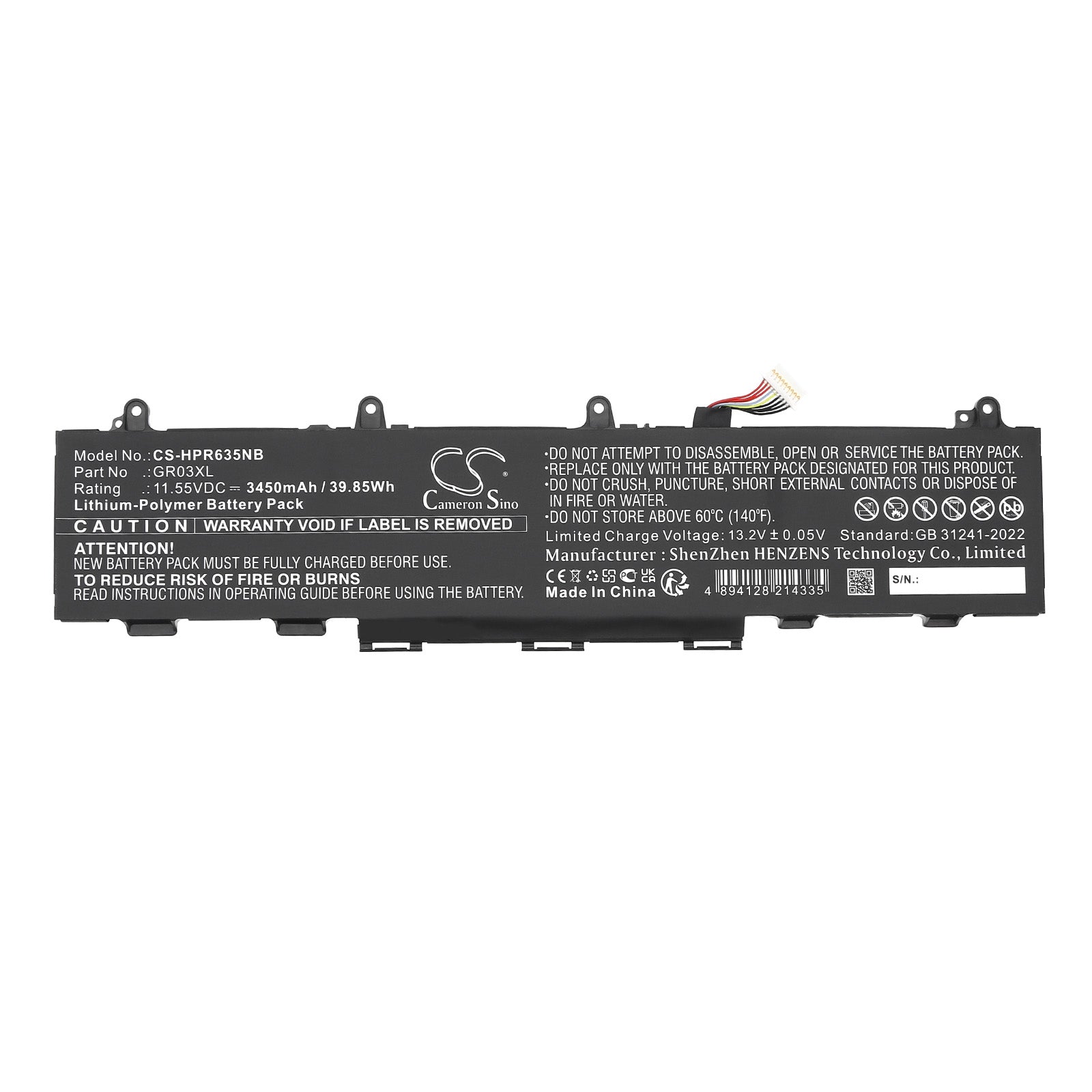 11.55V, Li-Polymer, 3450mAh, Battery fits HP ProBook 635 AERO G7, ProBook 635 Aero G7 2N2T0UT, 39.85Wh Notebook, Laptop Cameron Sino Technology Limited