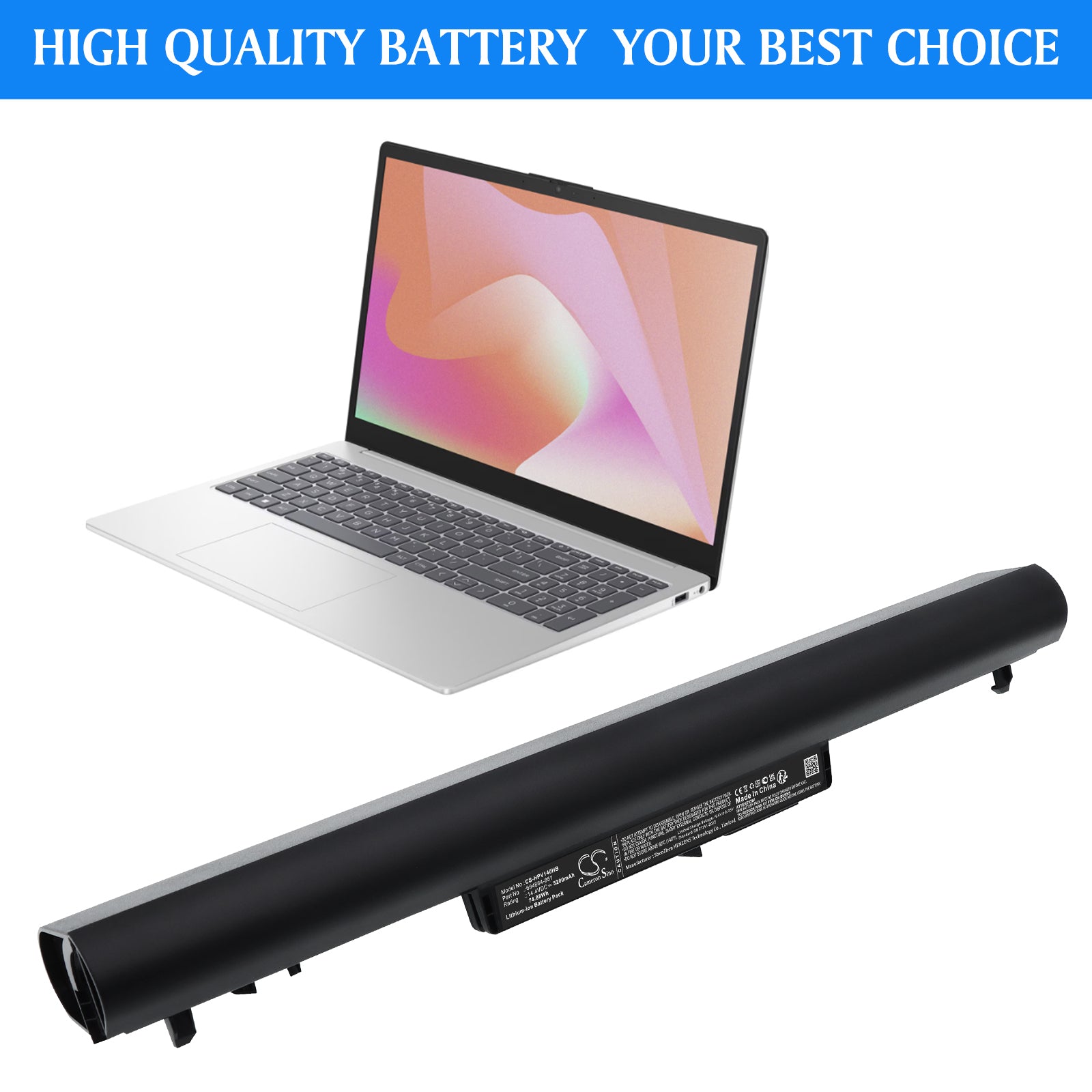 14.4V, Li-ion, 5200mAh, Battery fits HP Pavilion 14, Pavilion Sleekbook 14, 74.88Wh Notebook, Laptop Cameron Sino Technology Limited