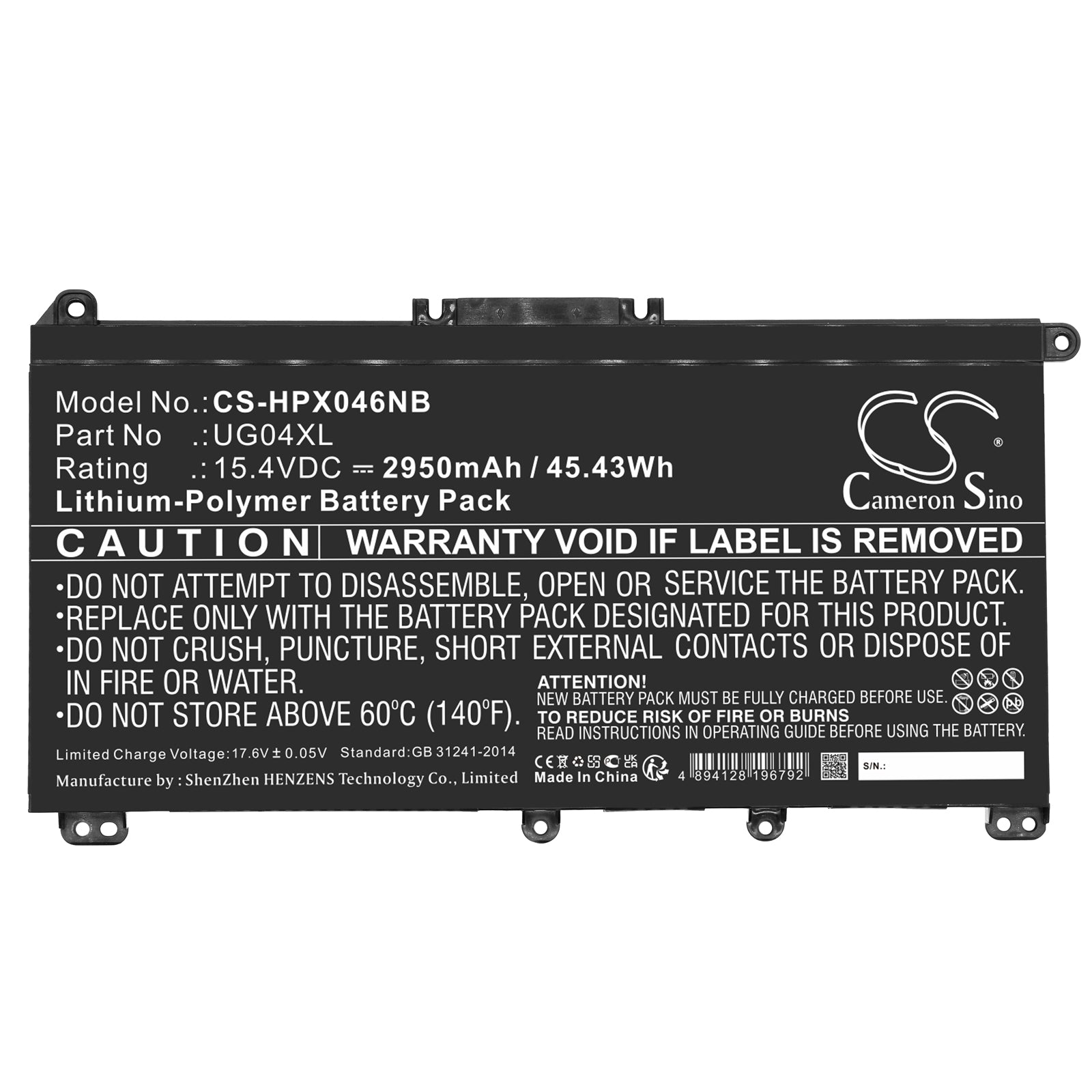 Li-Polymer, Notebook, Laptop Battery fits Hp, 15.4V, 2950mAh Notebook, Laptop Cameron Sino Technology Limited
