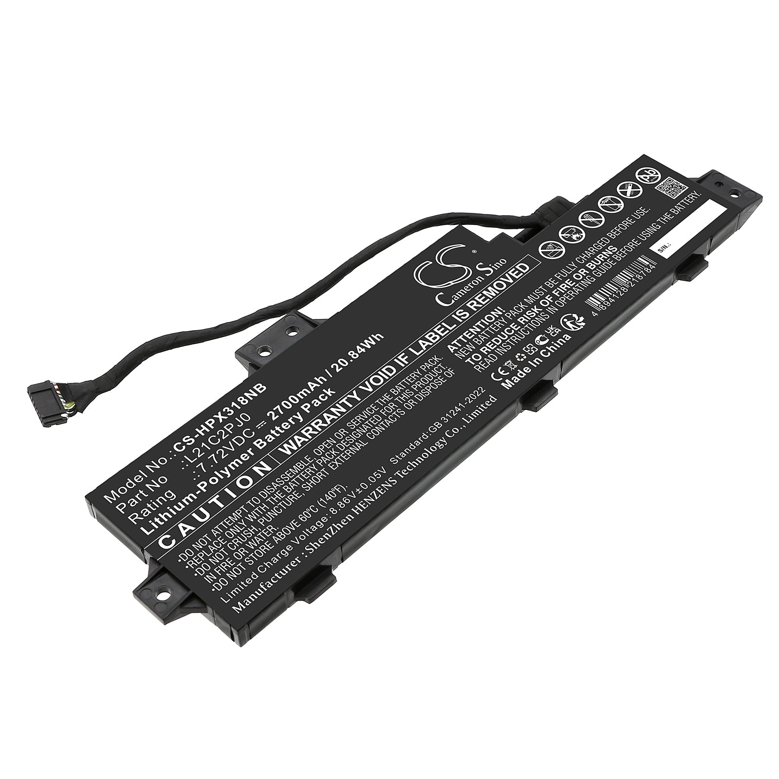 7.72V, Li-Polymer, 2700mAh, Battery fits Lenovo Pavilion x360 13-u018TU, 20.84Wh Notebook, Laptop Cameron Sino Technology Limited