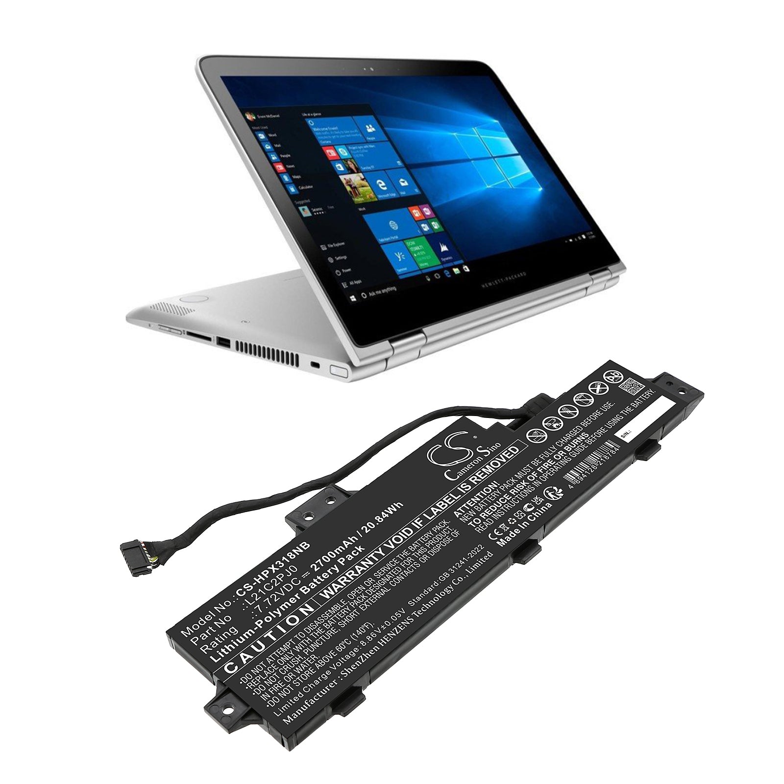 7.72V, Li-Polymer, 2700mAh, Battery fits Lenovo Pavilion x360 13-u018TU, 20.84Wh Notebook, Laptop Cameron Sino Technology Limited